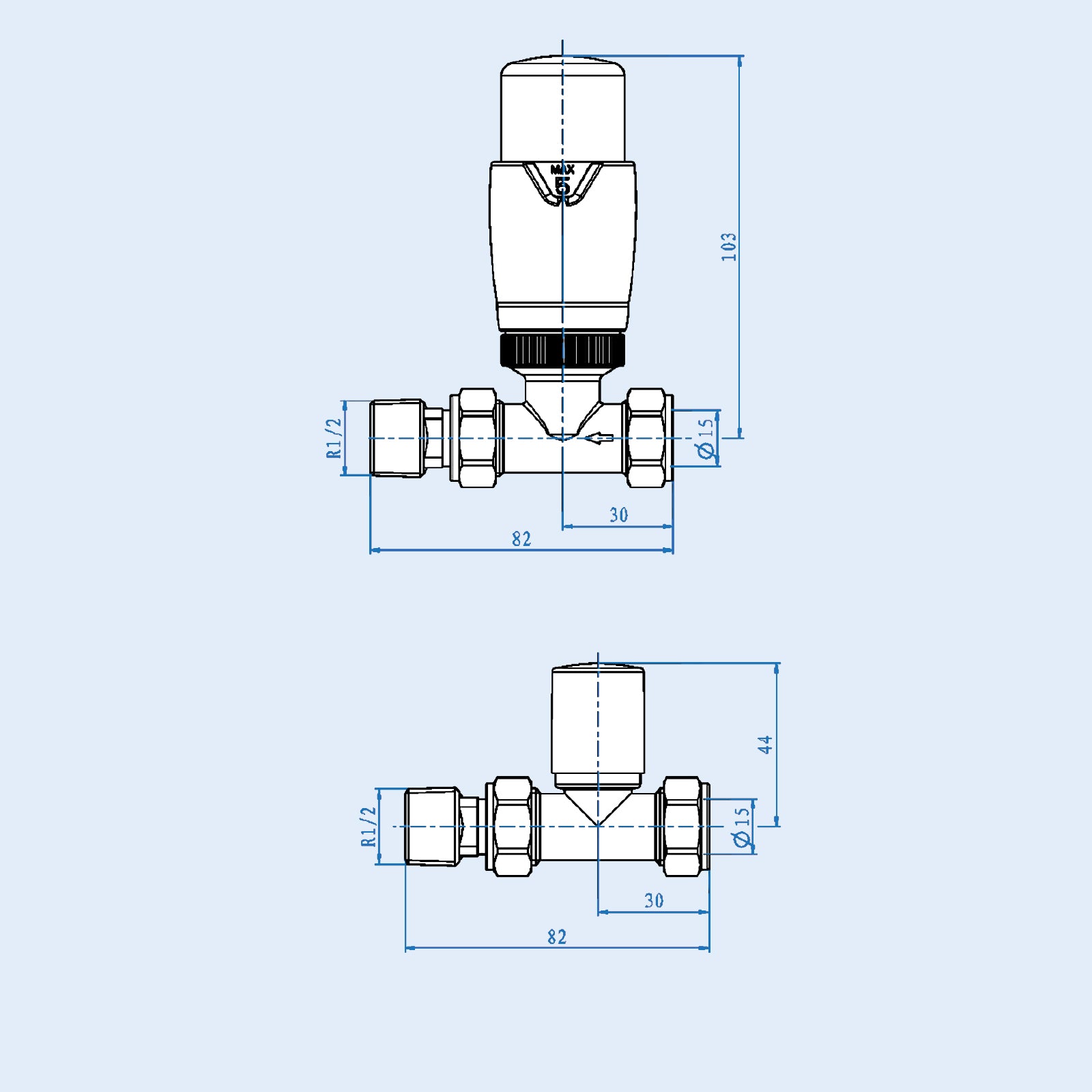 Chrome Straight Thermostatic Radiator Valves
