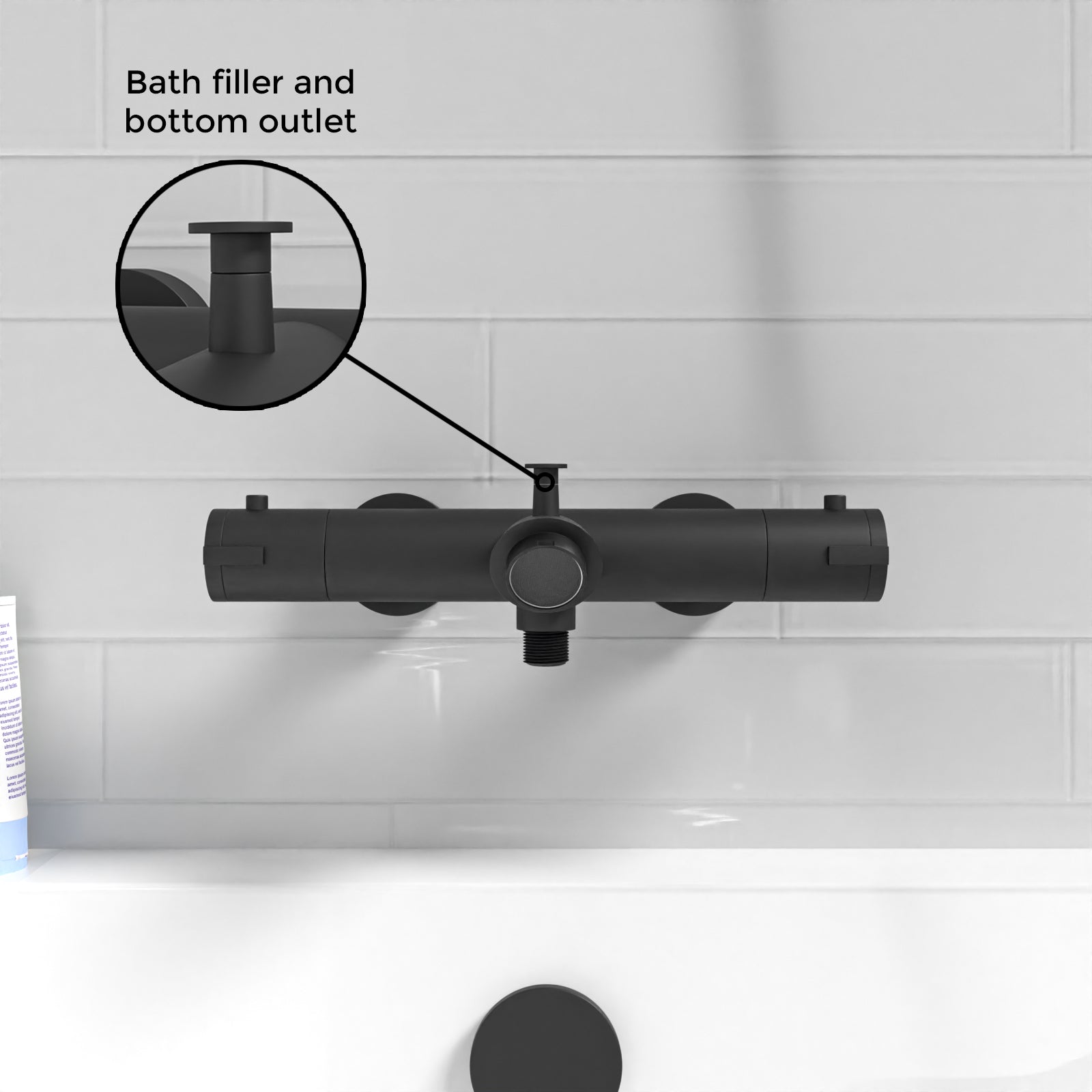 Deck Mounted Thermostatic Black Bath Filler Shower Mixer Tap