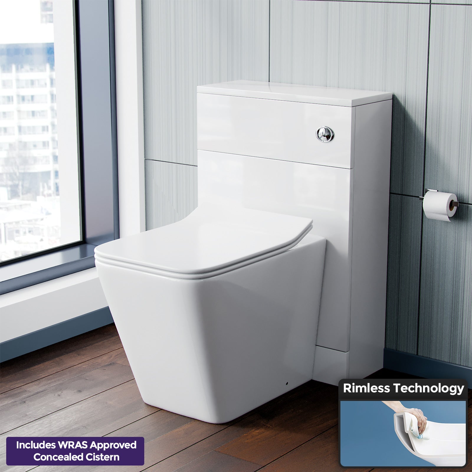 Elora Back To Wall Toilet Pan With Concealed Cistern WC Unit Set