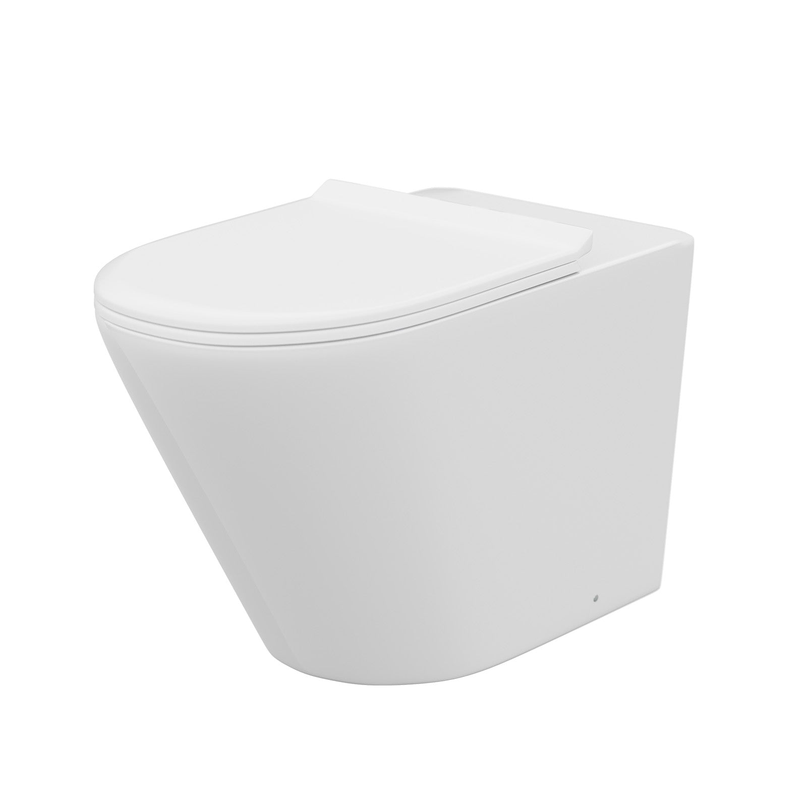 Eddy Modern Cloakroom BTW WC Curved Rimless Toilet and Soft Close Seat