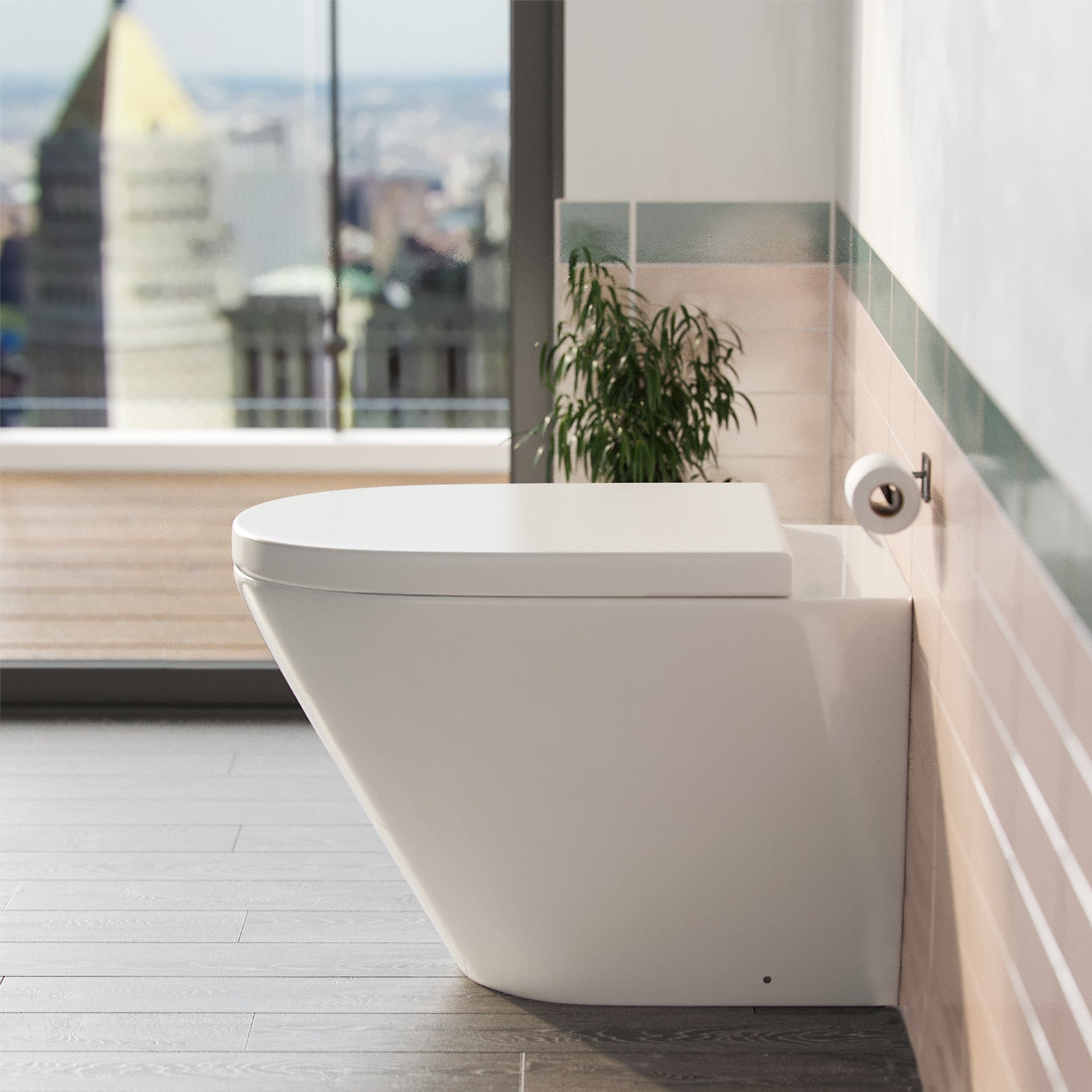 Ellis Round Back To Wall Rimless Toilet Pan + Soft Close Seat