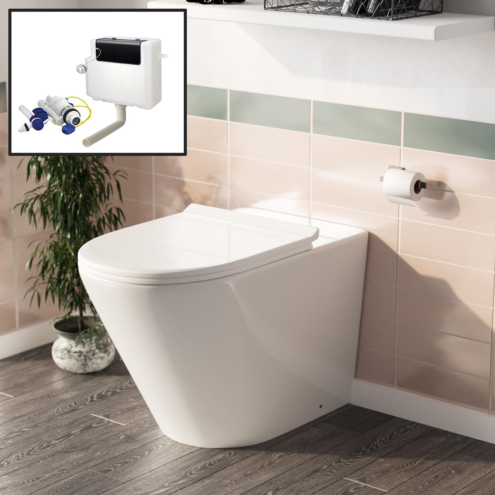 Eliss Round Back To Wall Rimless Toilet Pan + Soft Close Seat