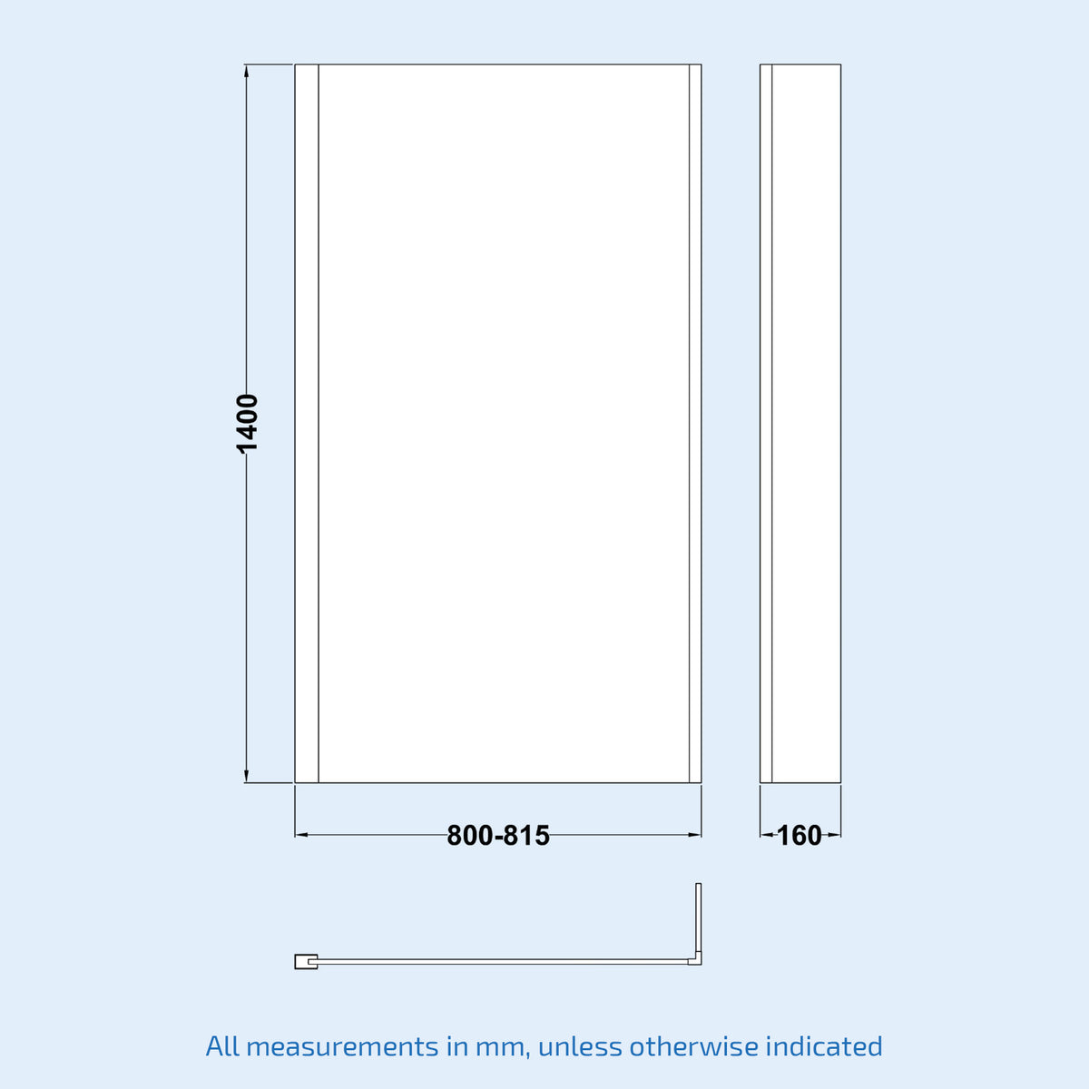 L Shaped LH 1800mm Shower Bath Acrylic Front Panel & Screen