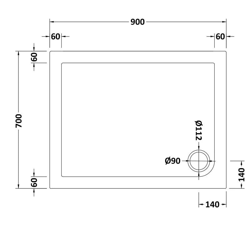 Shower Pivot Door 900mm x 1850mm & 700mm Side Panel with Tray & Waste - Matte Black