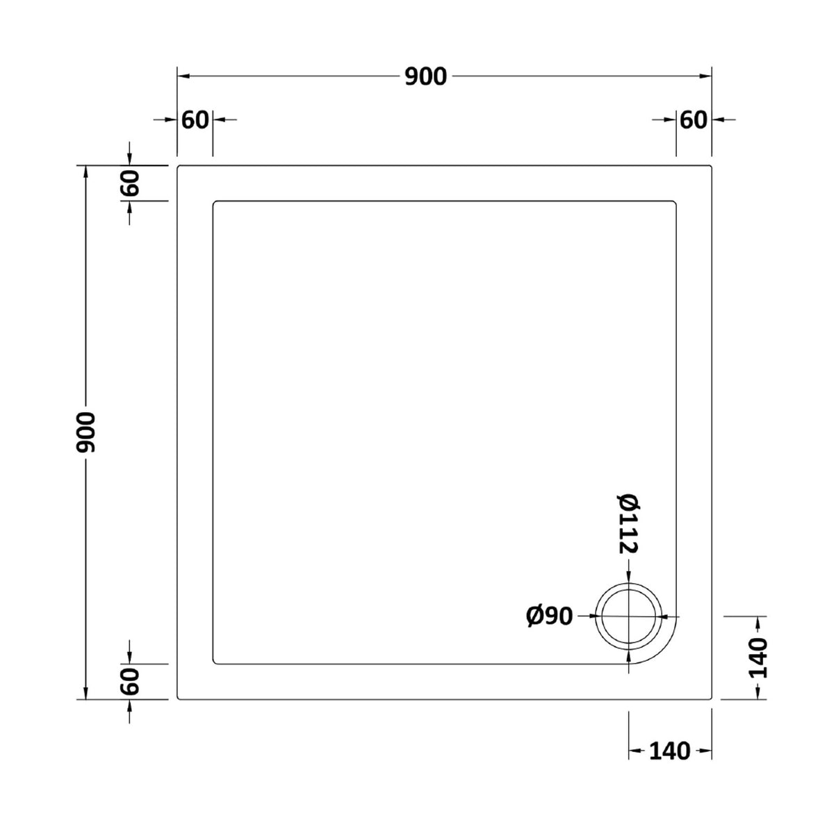 Shower Pivot Door 900mm x 1850mm & 900mm Side Panel with Tray and Waste