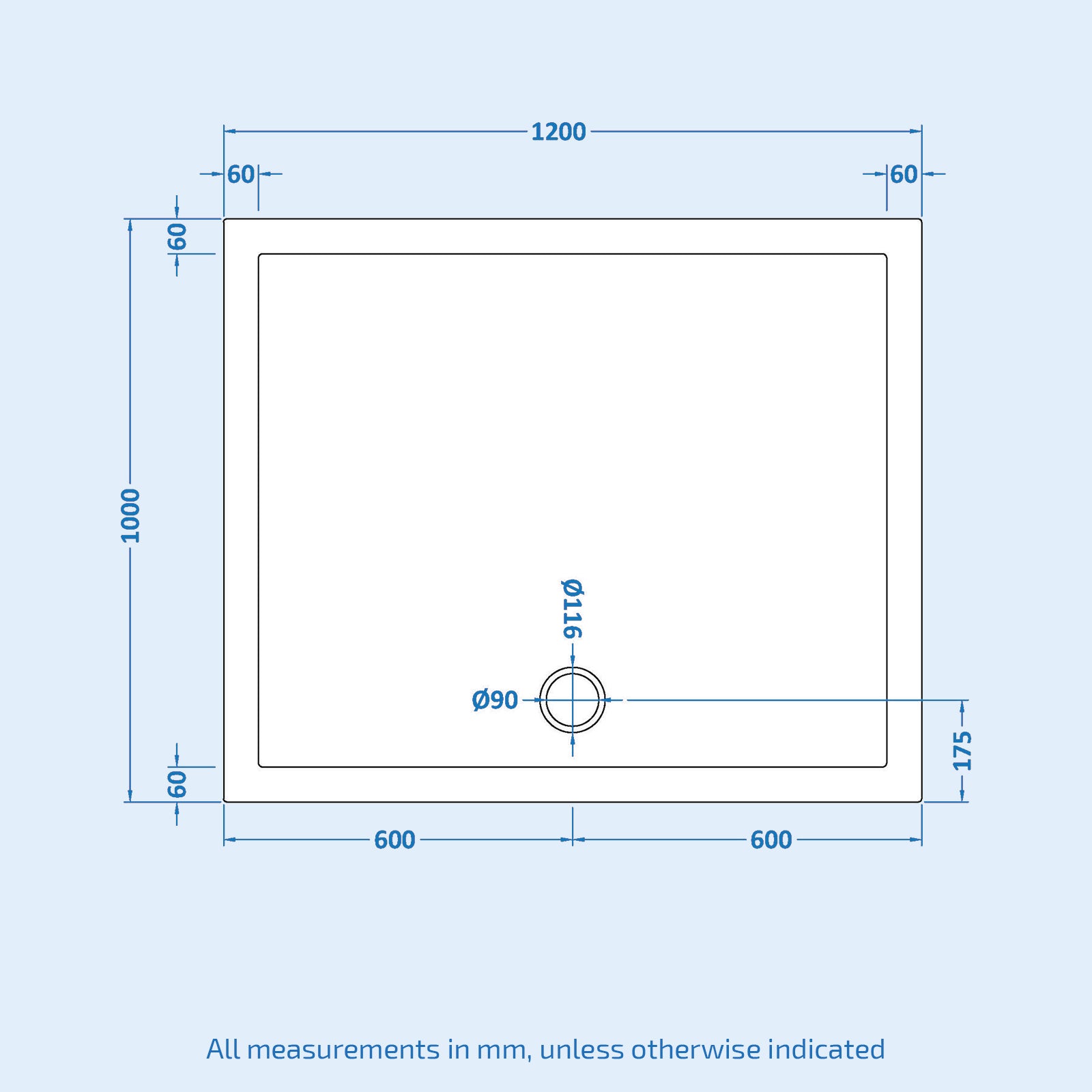 Manga 1200 x 1000mm Shower Enclosure Sliding Door, Panel & Tray Chrome