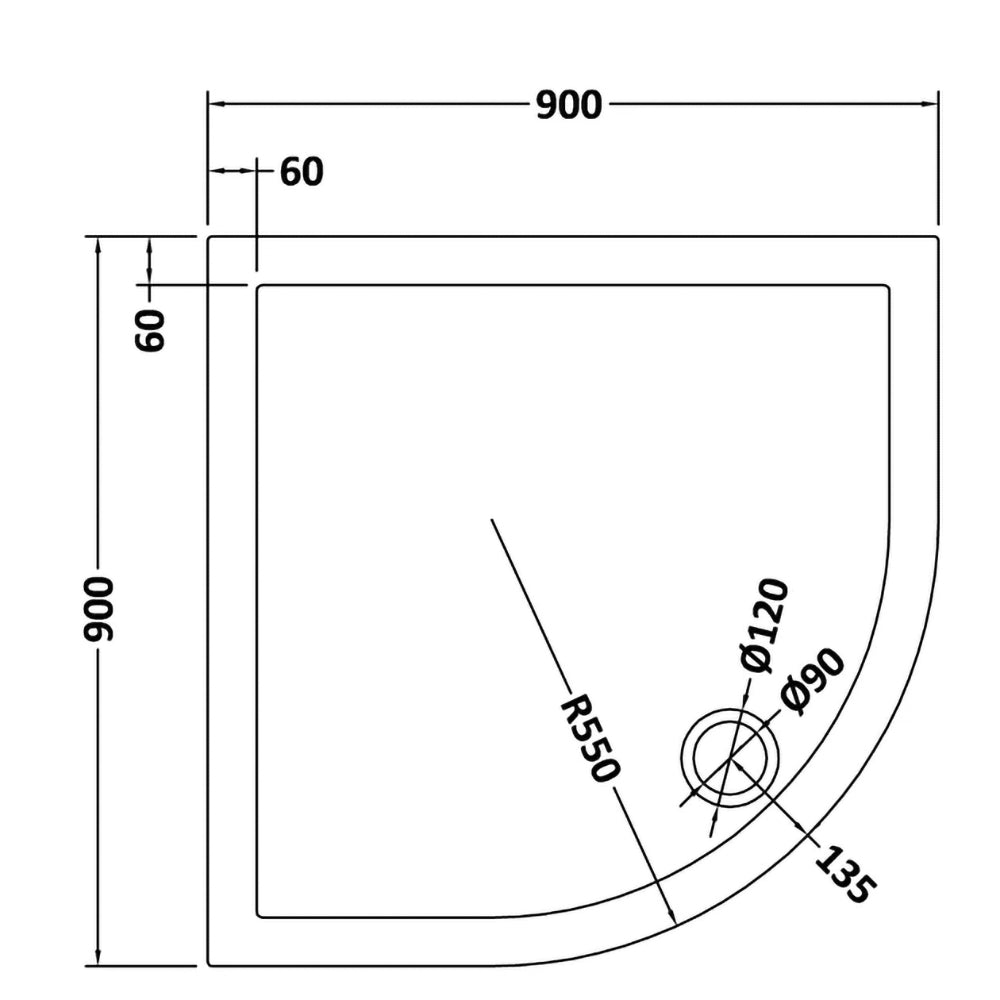 900 x 900mm Quadrant Shower Enclosure Brushed Brass with Shower Tray