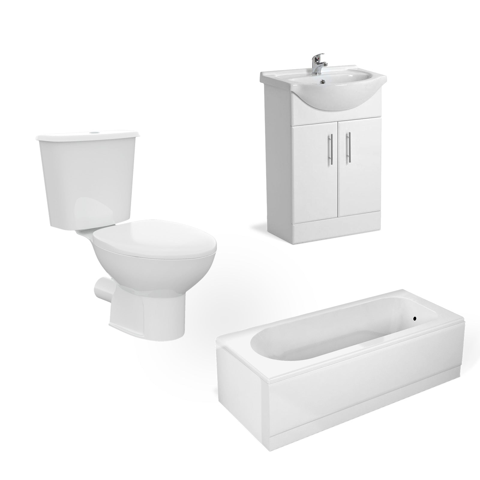 Bath 1700mm Flat Pack Vanity Unit Toilet Pan & Taps Bathroom Suite