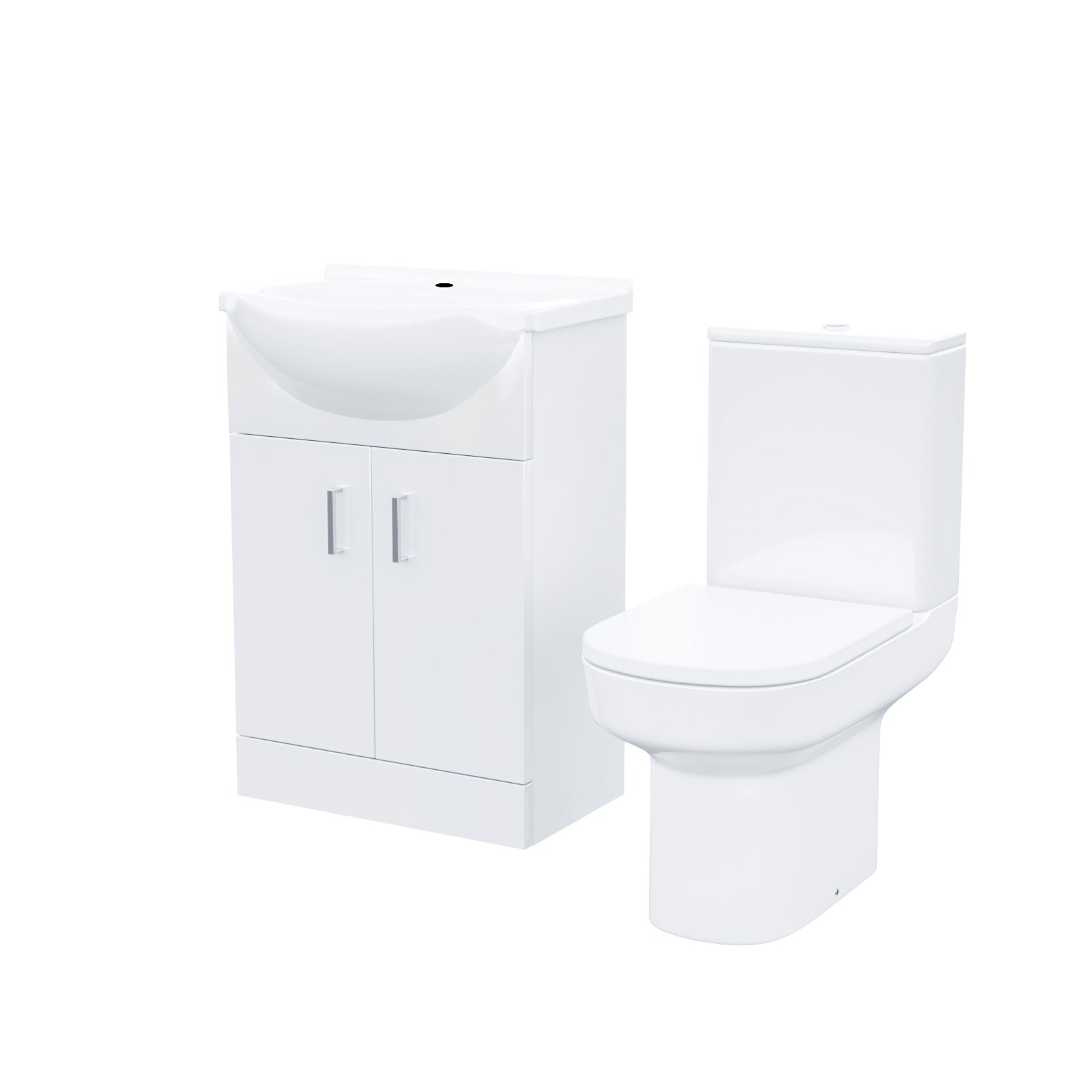 Ellen 550mm Flat Pack Freestanding Vanity Basin Unit & Close Coupled Toilet White