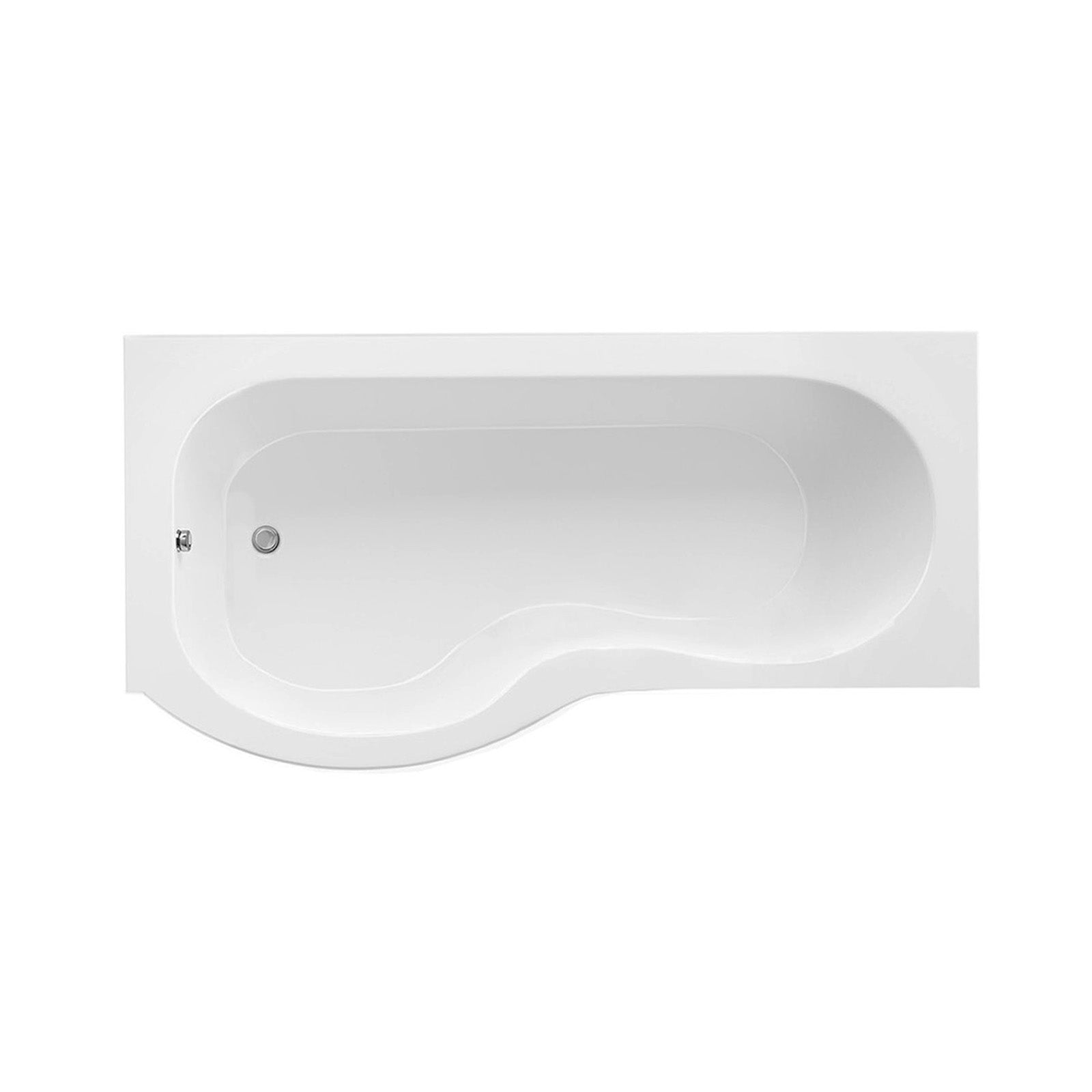 P Shaped Left Hand 1500mm Curved Shower Bath Acrylic