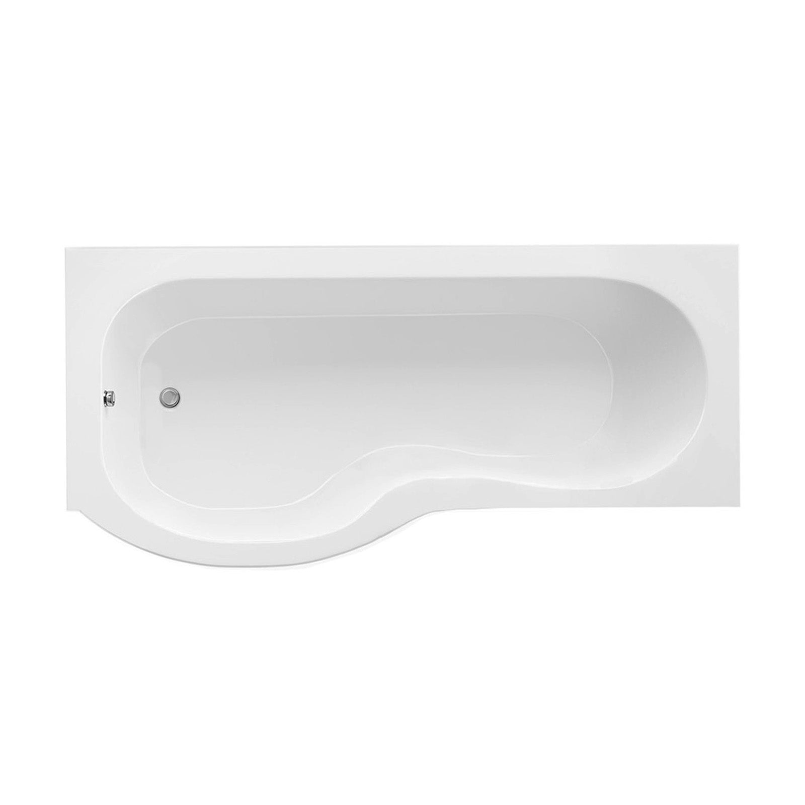 P Shaped Left Hand 1600mm Curved Shower Bath Acrylic