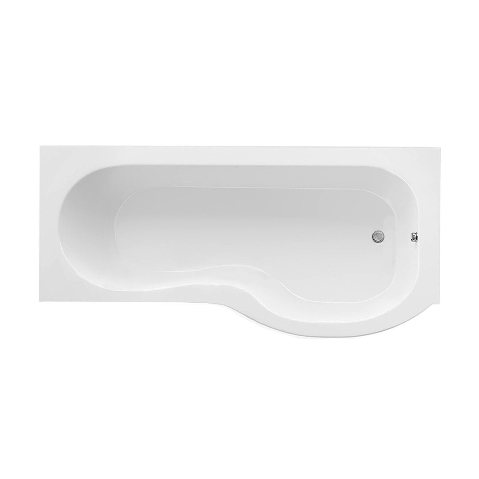P Shaped Right Hand 1600mm Curved Shower Bath Acrylic