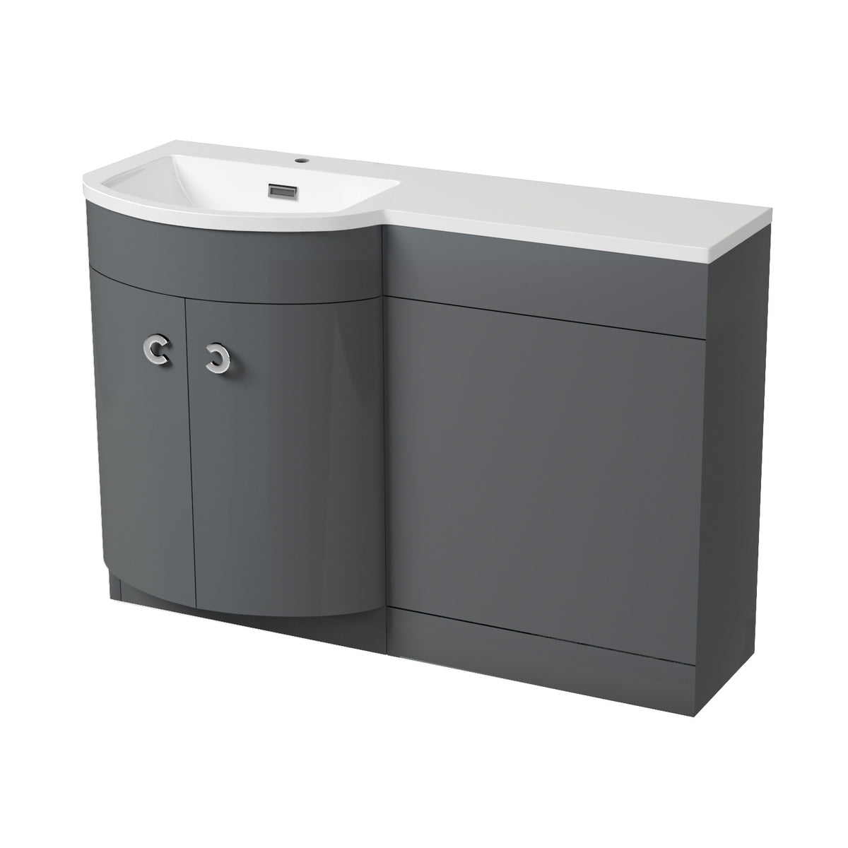 Dene Grey 1100mm Bathroom Basin Sink Vanity WC Unit Furniture Cabinet LH