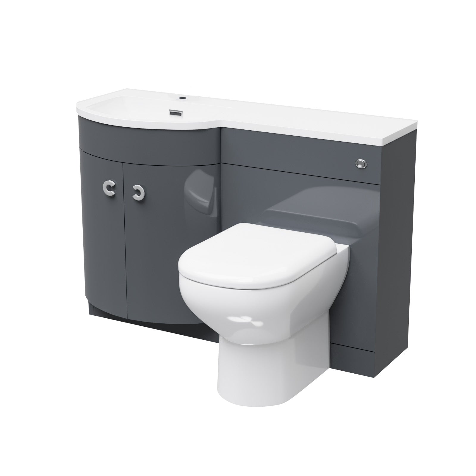 Dene 1100mm Basin Combination Vanity Unit, WC unit, Back To Wall Toilet Grey