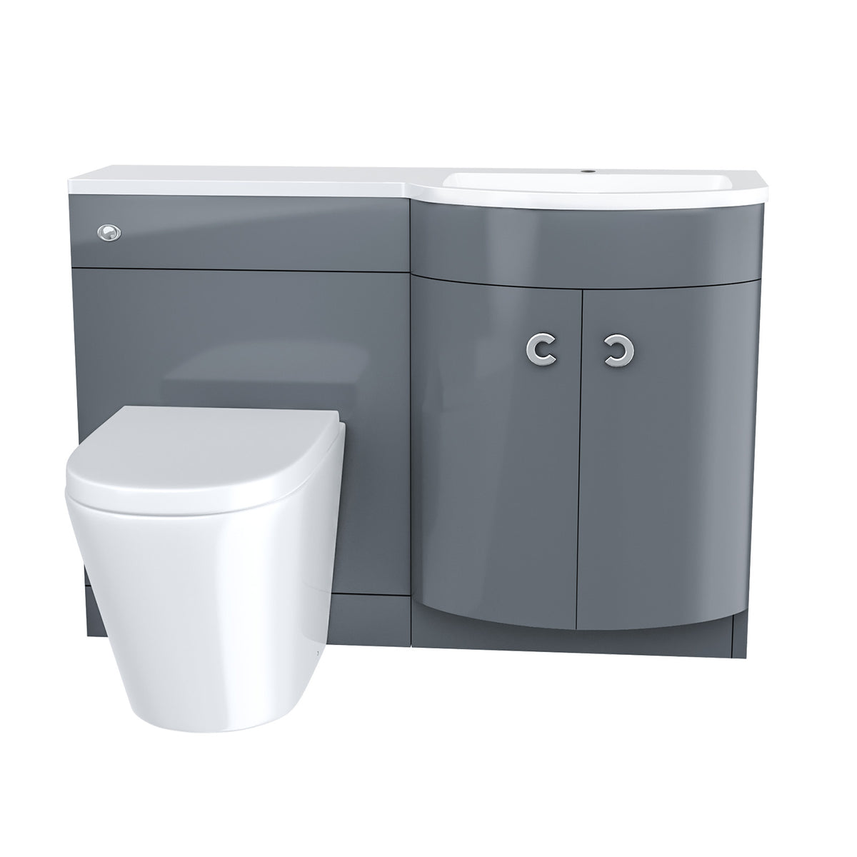 Dene Grey RH 1100mm Vanity Basin Unit & Ellis Back To Wall Toilet