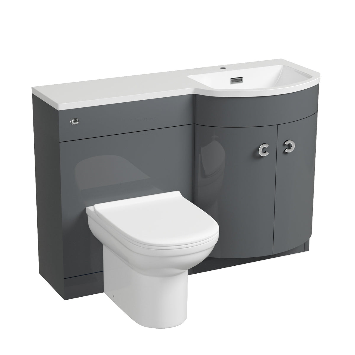 Dene 1100mm Vanity Basin Unit & Elso Back To Wall Toilet Grey