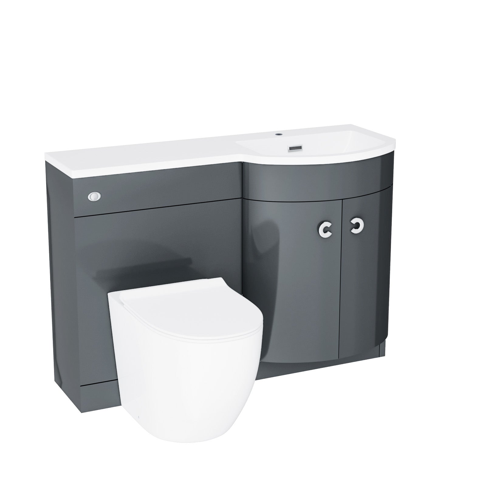 Grey 1100 RH Back To Wall Soft Close Toilet & Resin Basin