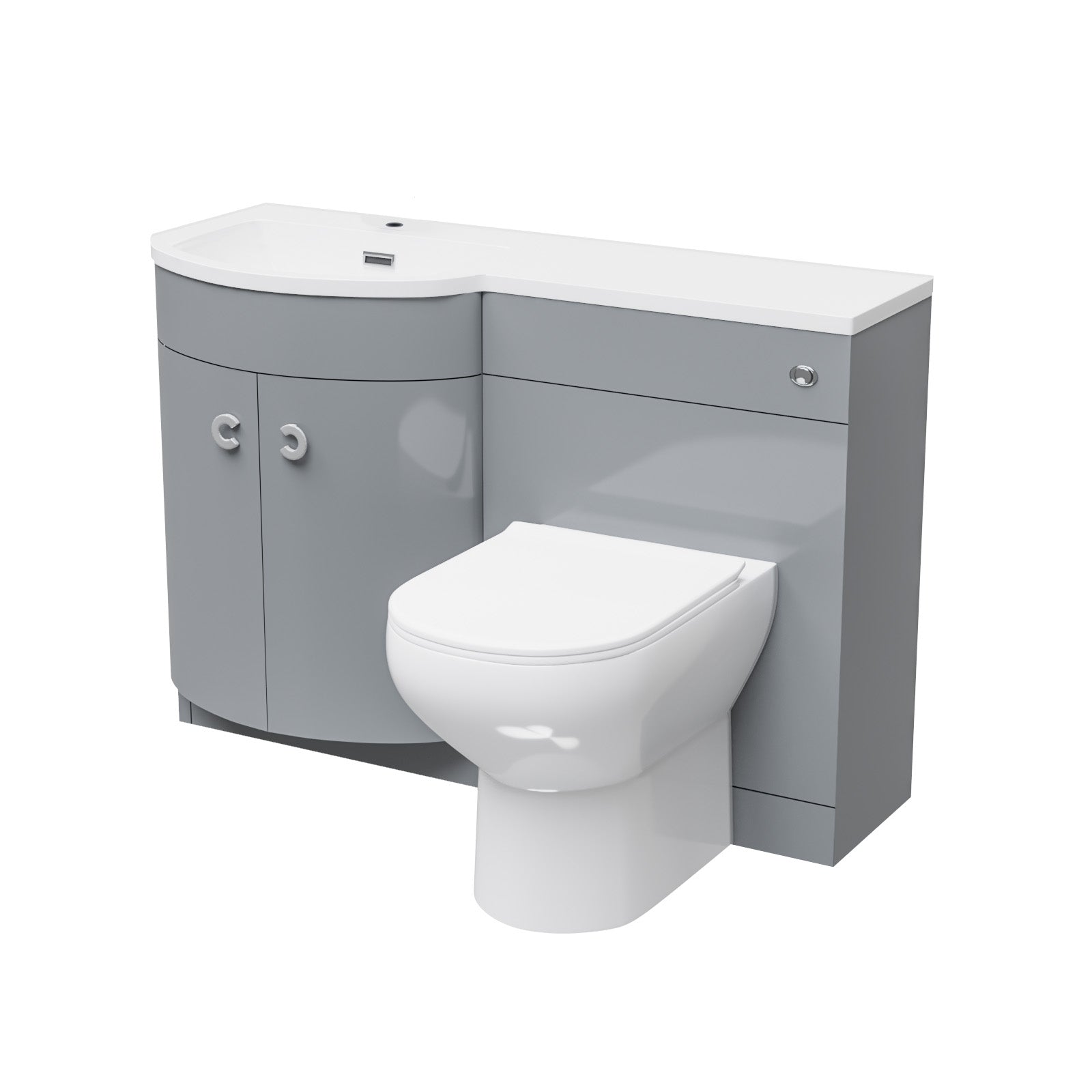 Dene 1100mm Left Hand Basin Combination Vanity Unit, WC unit, Back To Wall Toilet Grey