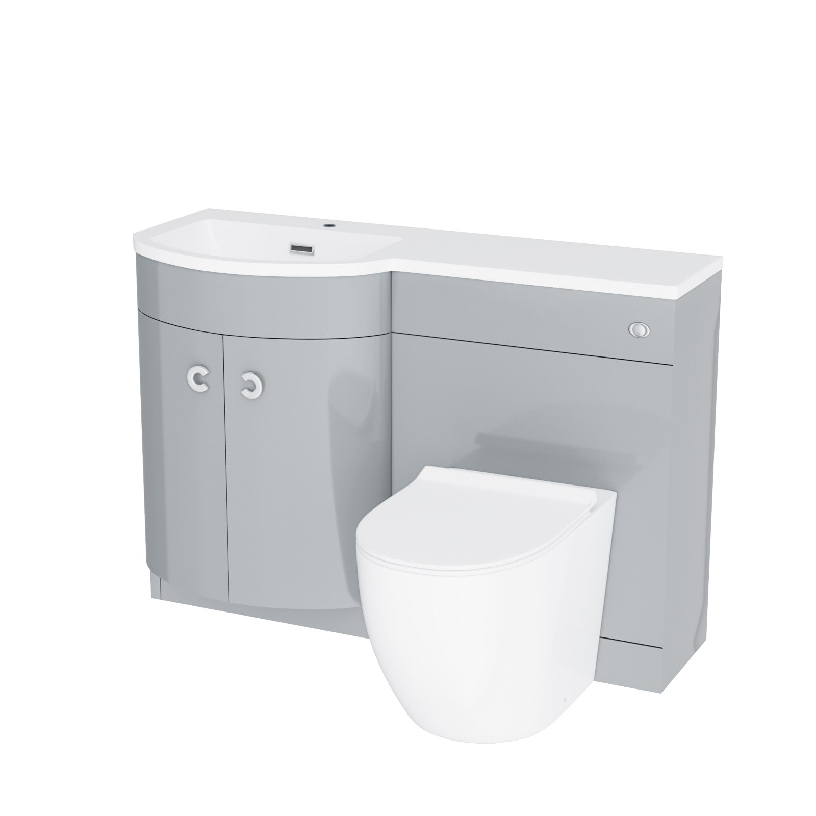 Dene | 1100mm LH Back To Wall toilet, Soft Close Toilet & Resin Basin Grey