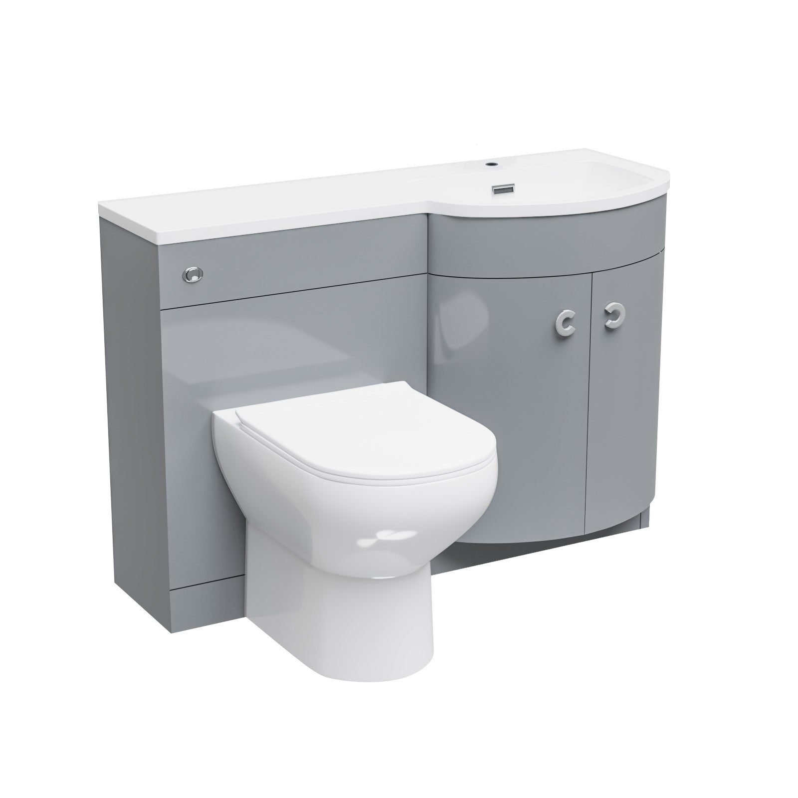 Dene 1100mm Right Hand Basin Combination Vanity Unit, WC unit, Back To Wall Toilet Grey