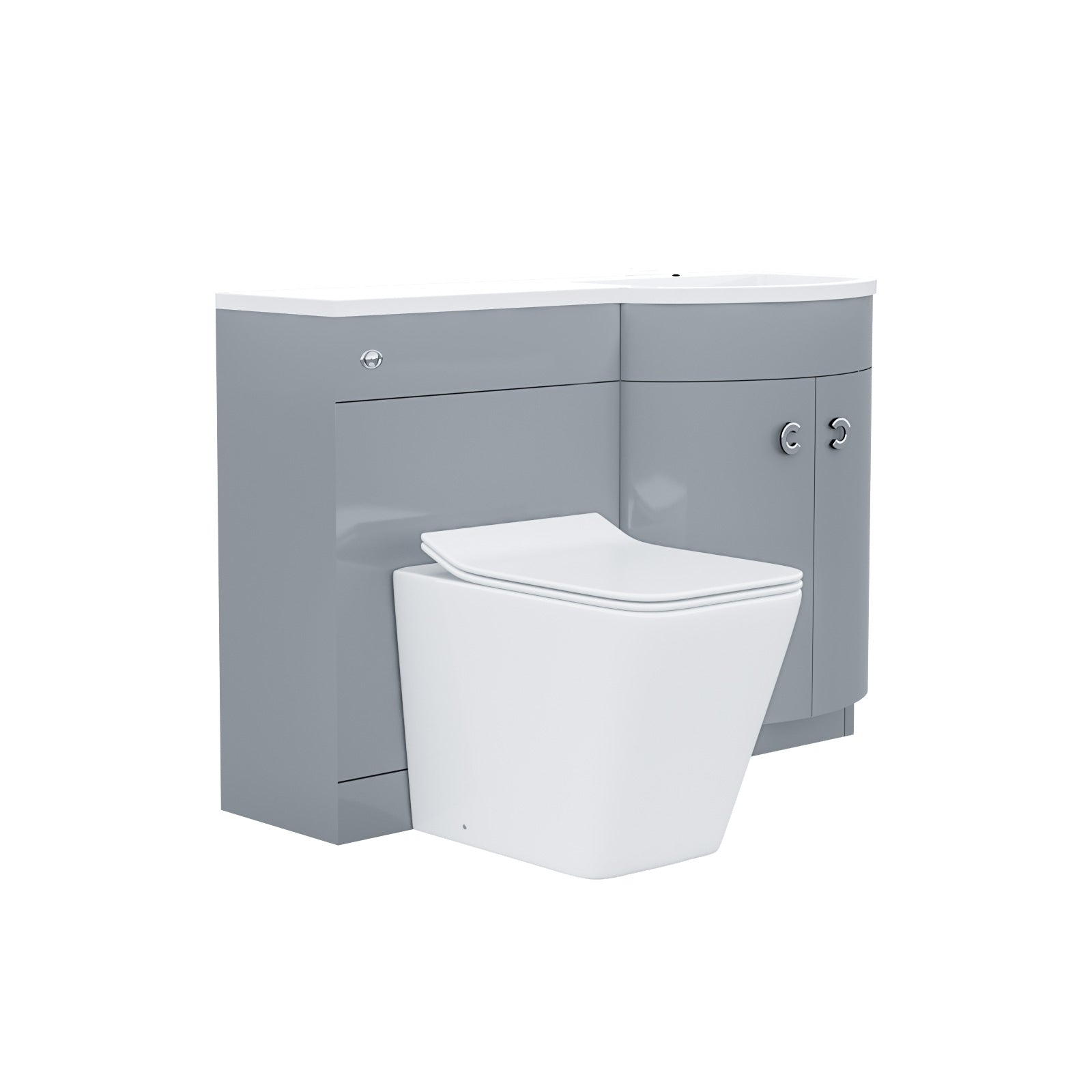 Dene Light Grey RH Vanity Unit & WC BTW Toilet Sink Storage Cabinet