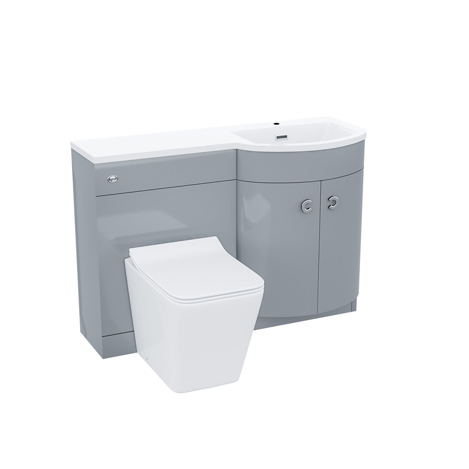 Dene Light Grey RH Vanity Unit & WC BTW Toilet Sink Storage Cabinet