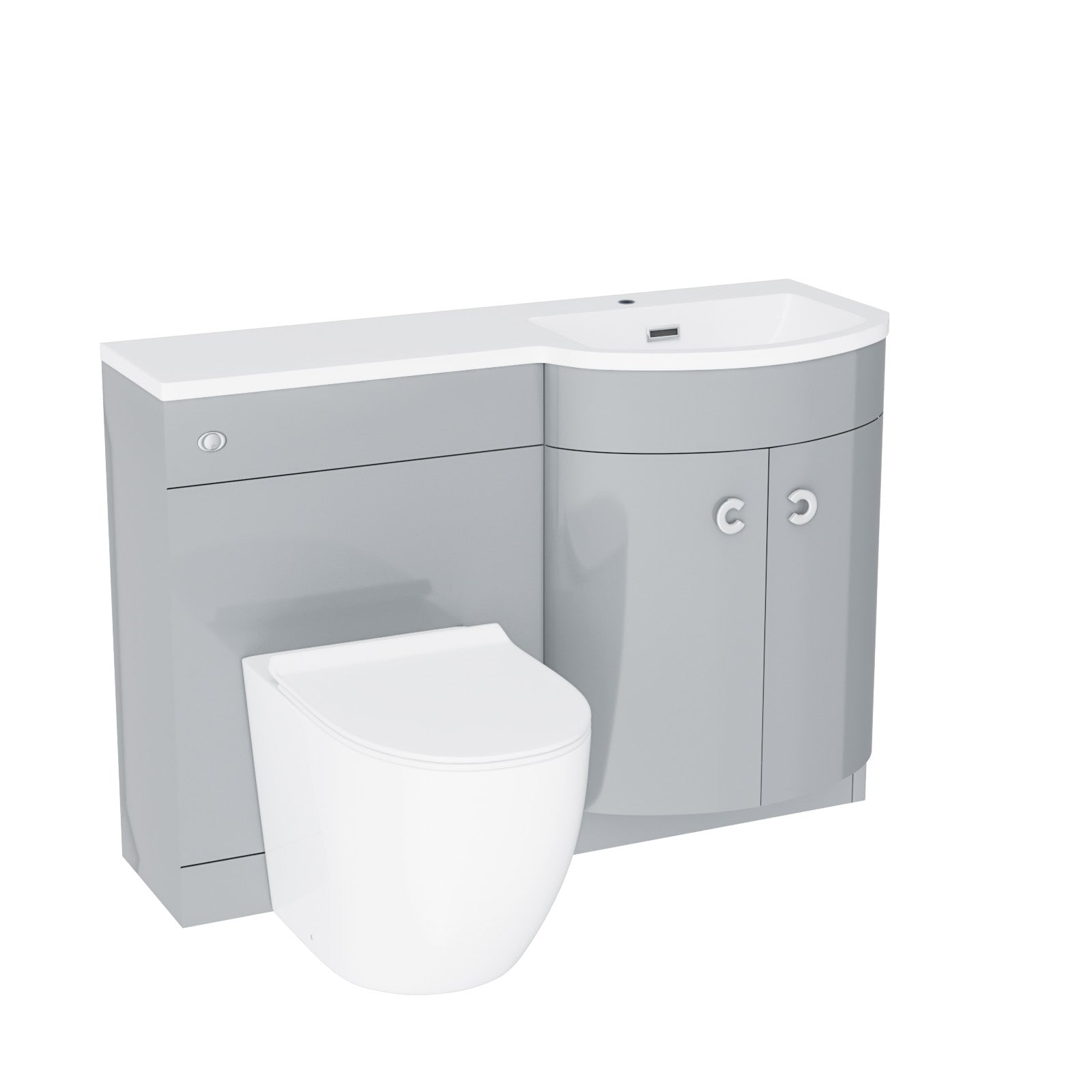 Dene 1100mm RH Back To Wall toilet, Soft Close Toilet & Resin Basin Grey