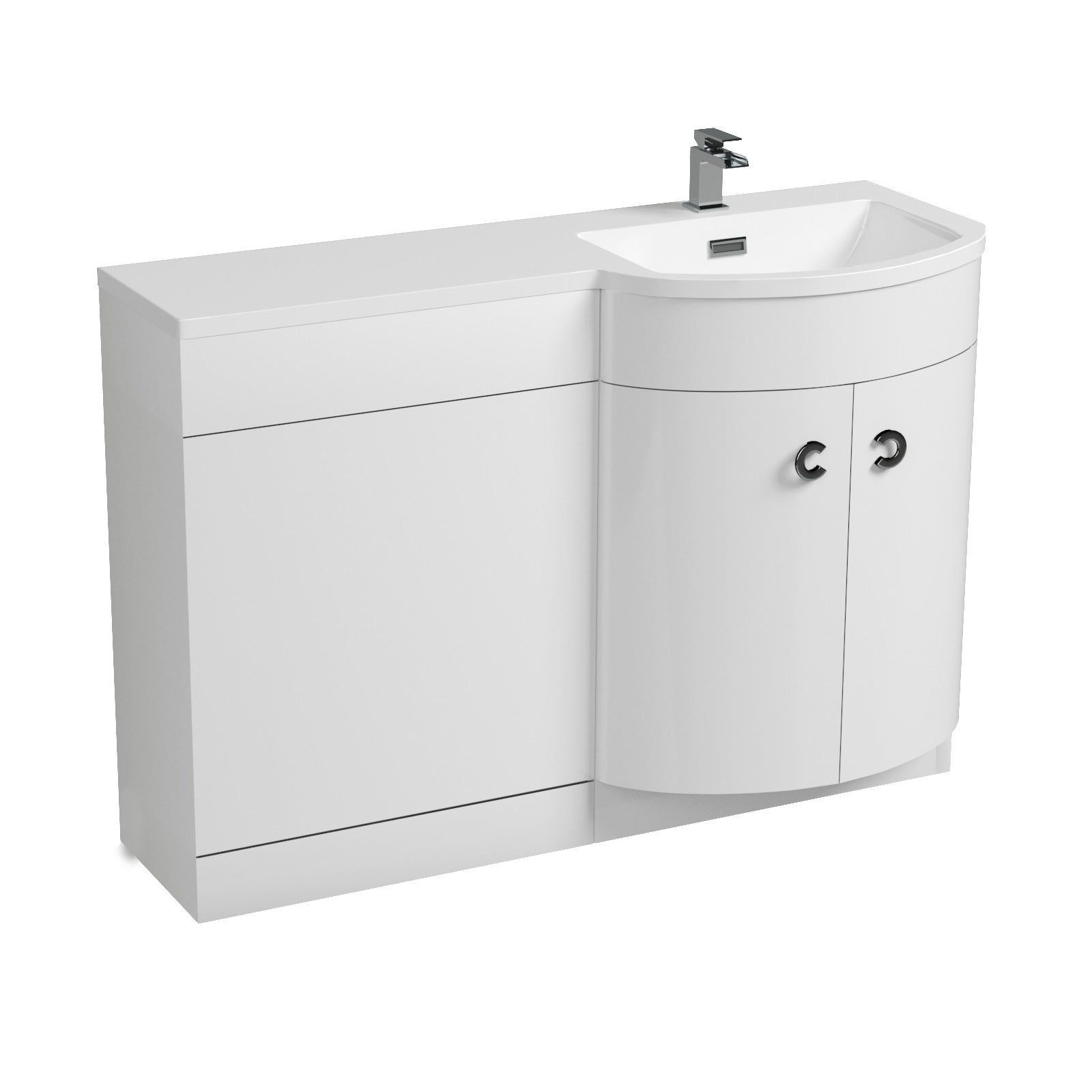Dene 1100mm RH Bathroom D Shape Basin Vanity Unit White