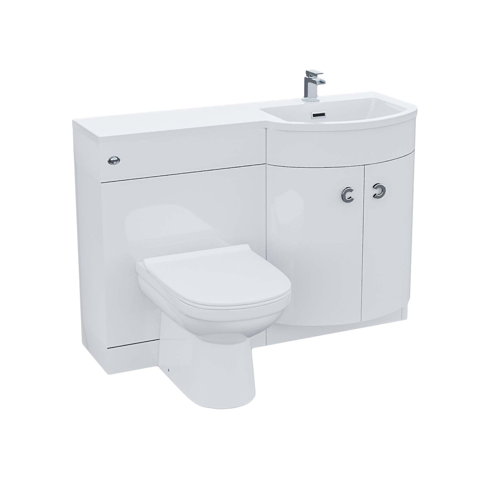 Dene 1100mm Vanity Basin Unit & Desone Back To Wall Toilet White