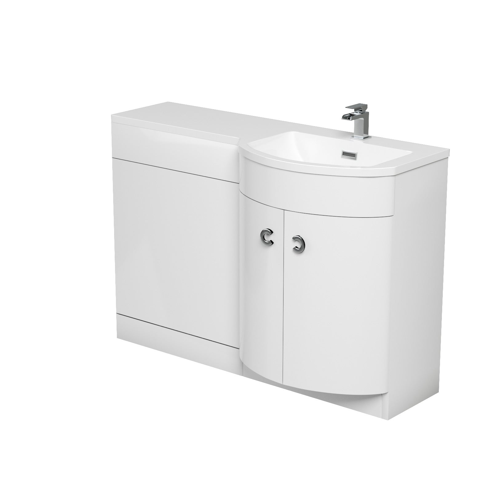 Dene 1100mm RH Bathroom D Shape Basin Vanity Unit White