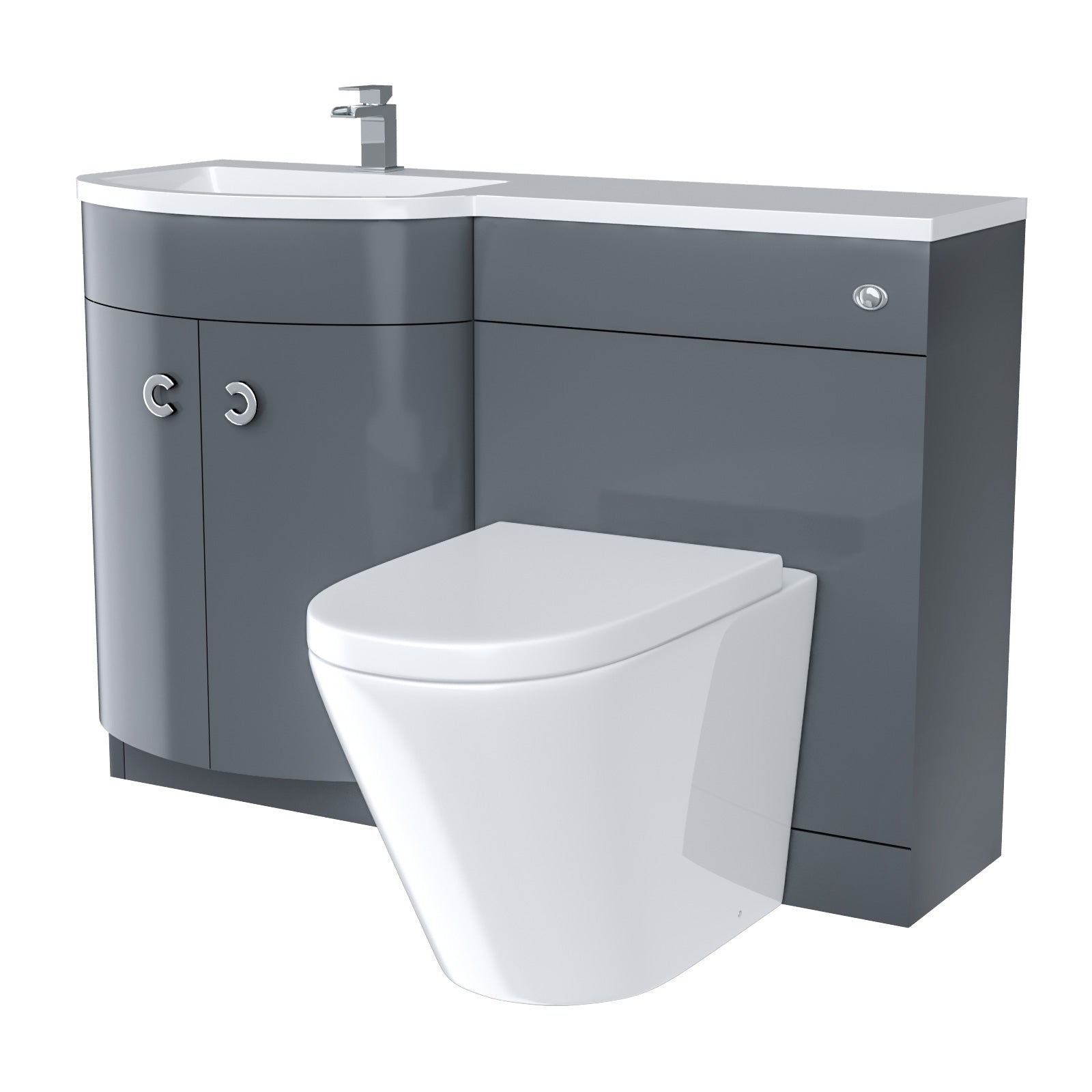 Grey 1100mm LH BTW Soft Close Toilet & Resin Basin