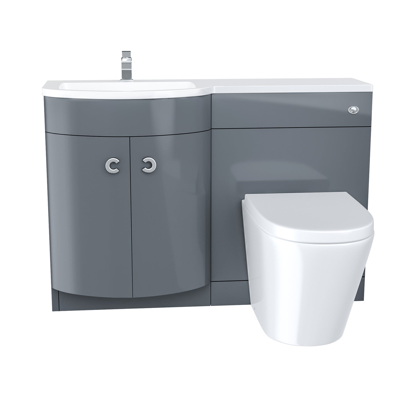 Grey 1100mm LH BTW Soft Close Toilet & Resin Basin