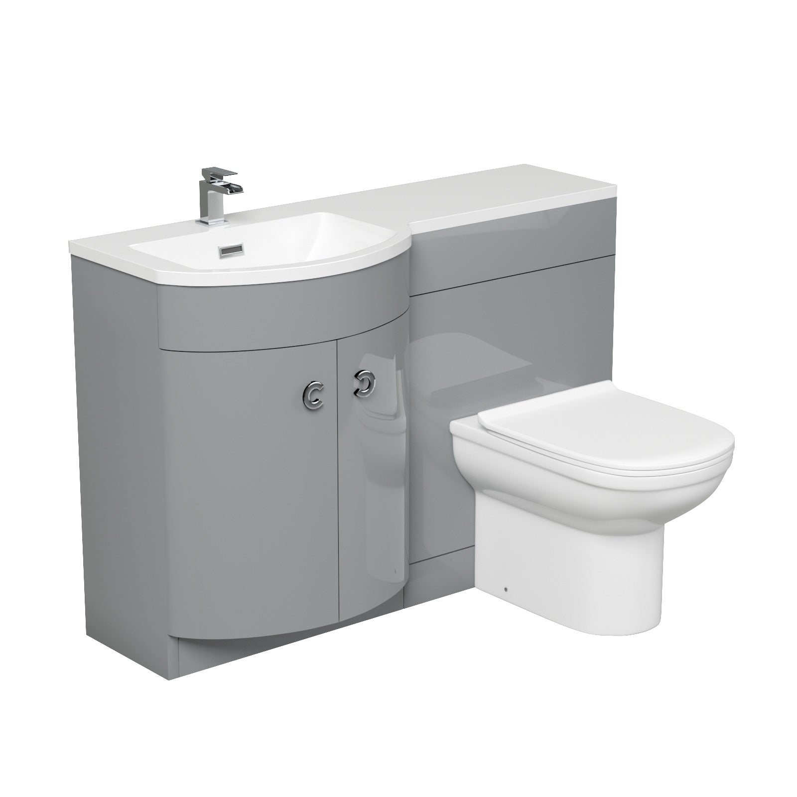 Dene 1100mm Vanity Basin Unit & Desone Back To Wall Toilet Grey