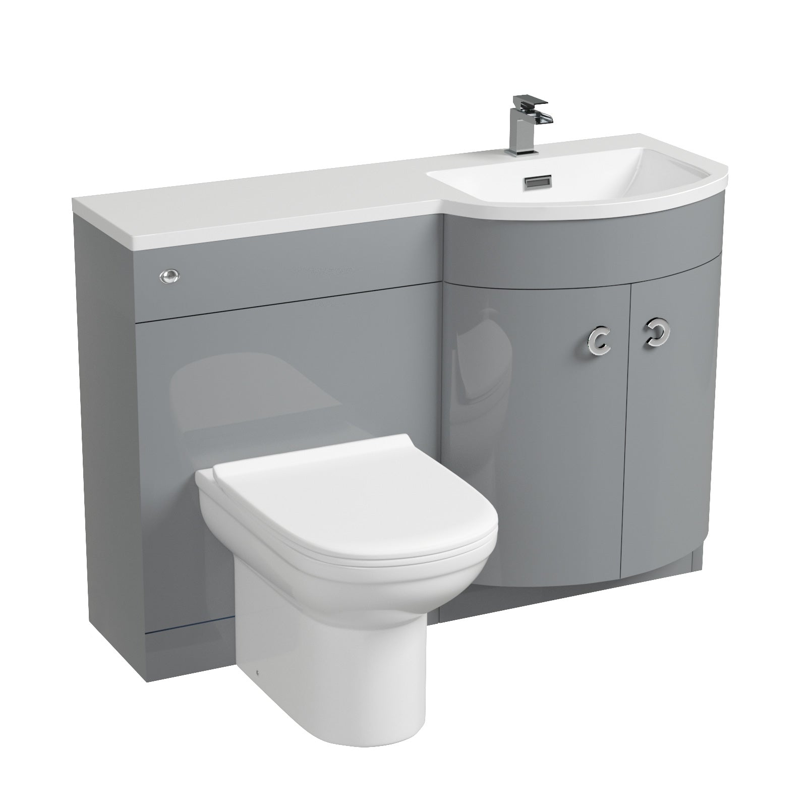 Dene 1100mm Vanity Basin Unit & Desone Back To Wall Toilet Grey