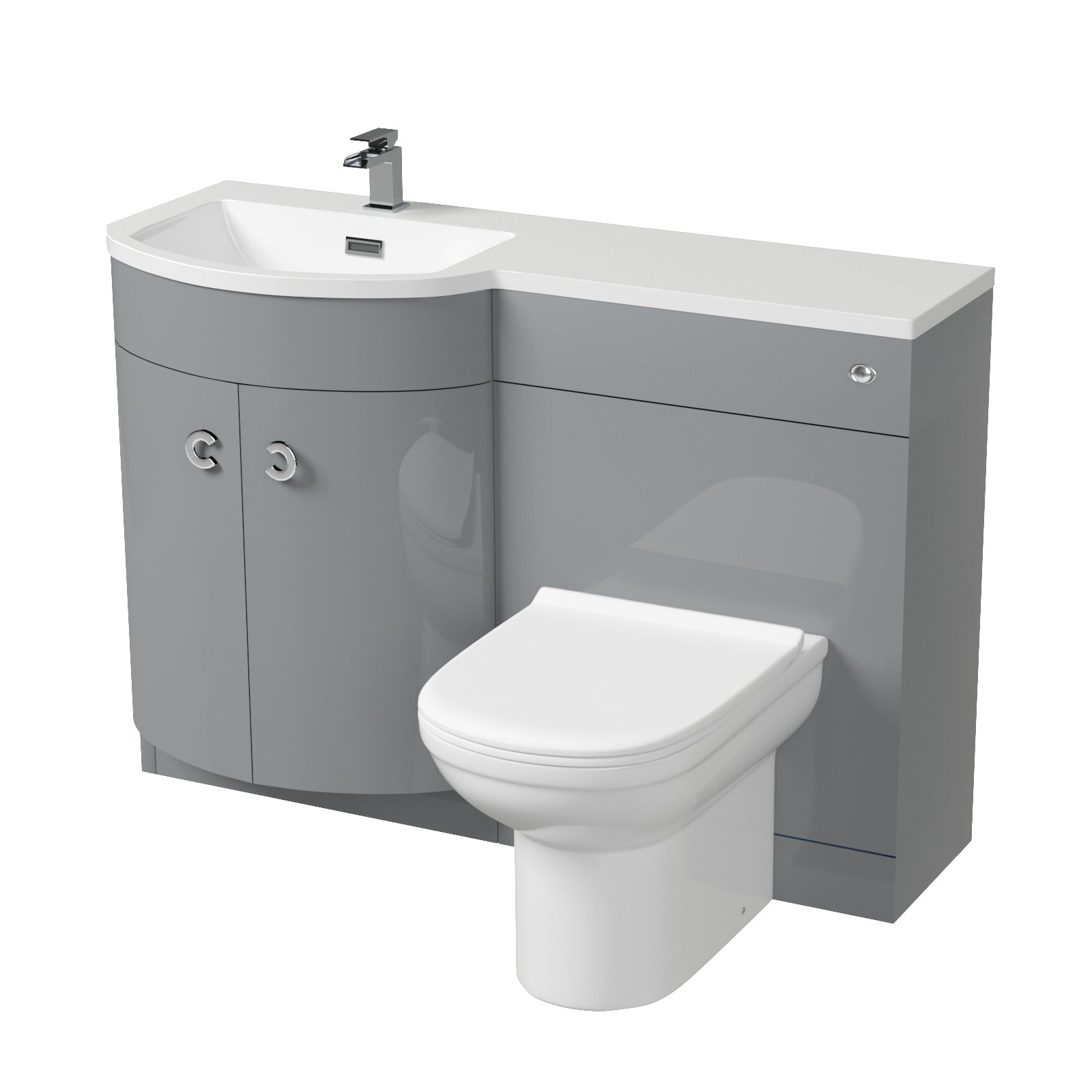 Dene 1100mm Vanity Basin Unit & Eslo Back To Wall Toilet Grey