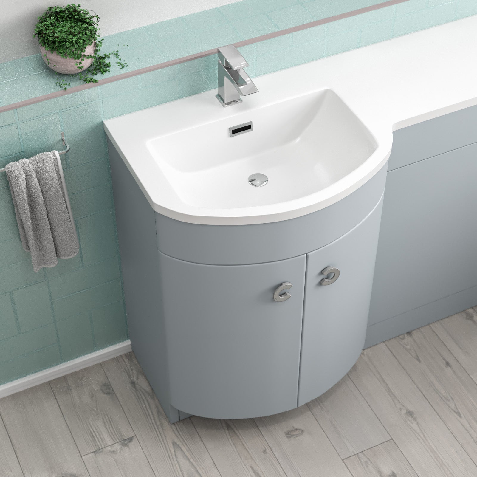 Dene 1100mm Matte Grey Left Hand Freestanding Basin Vanity & WC Unit