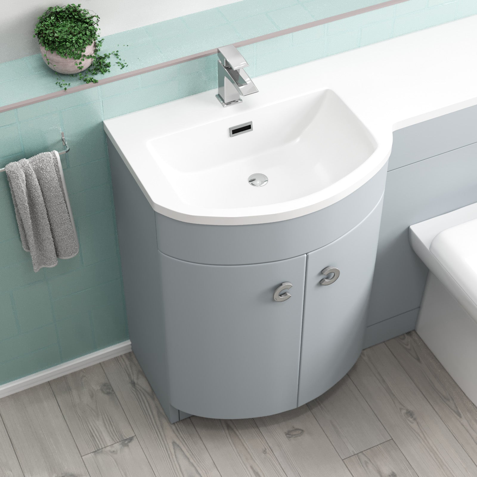 Dene Matte Grey 1100mm Left Hand Sink Combination Vanity Unit & BTW Toilet