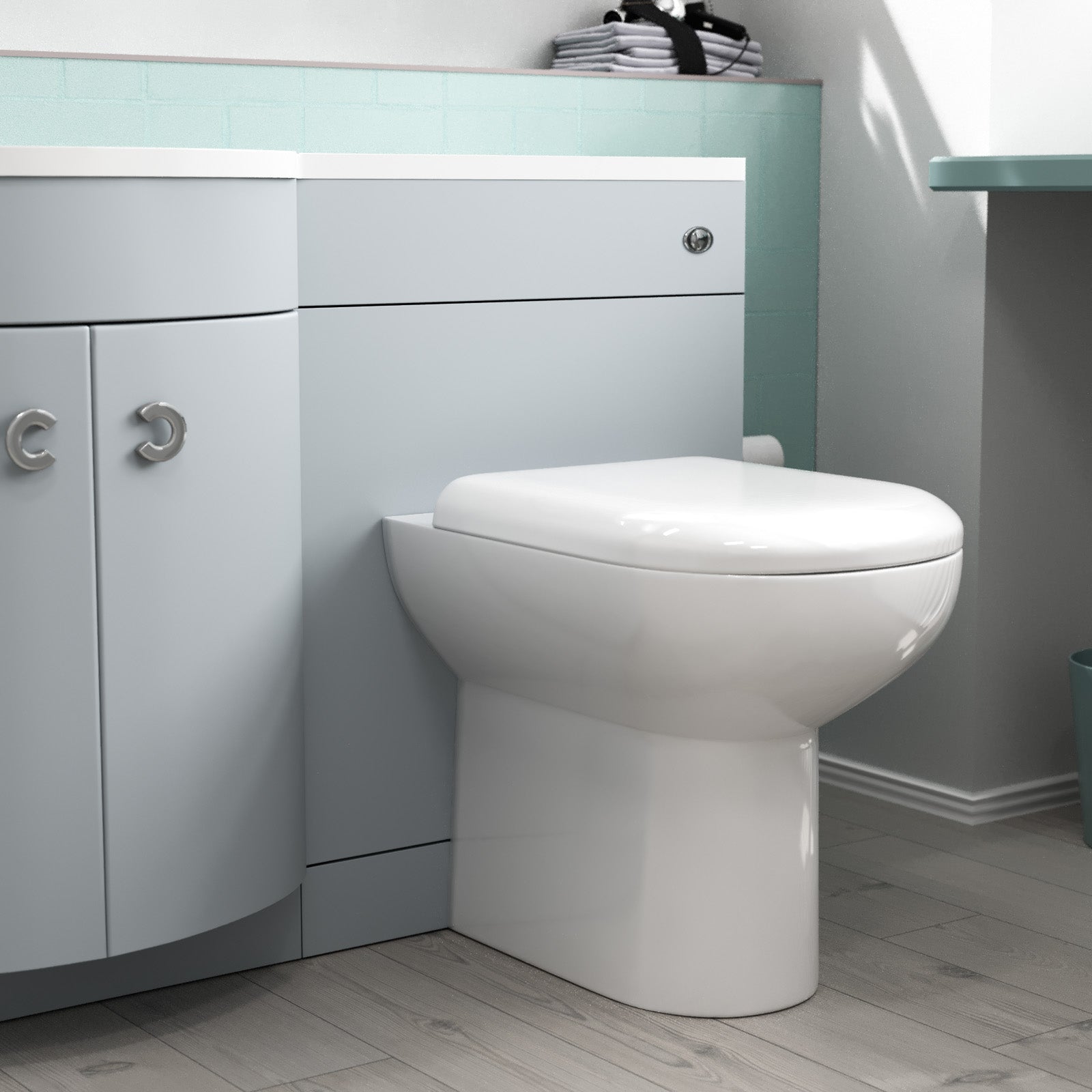 Dene Matte Grey 1100mm Left Hand Sink Combination Vanity Unit & BTW Toilet