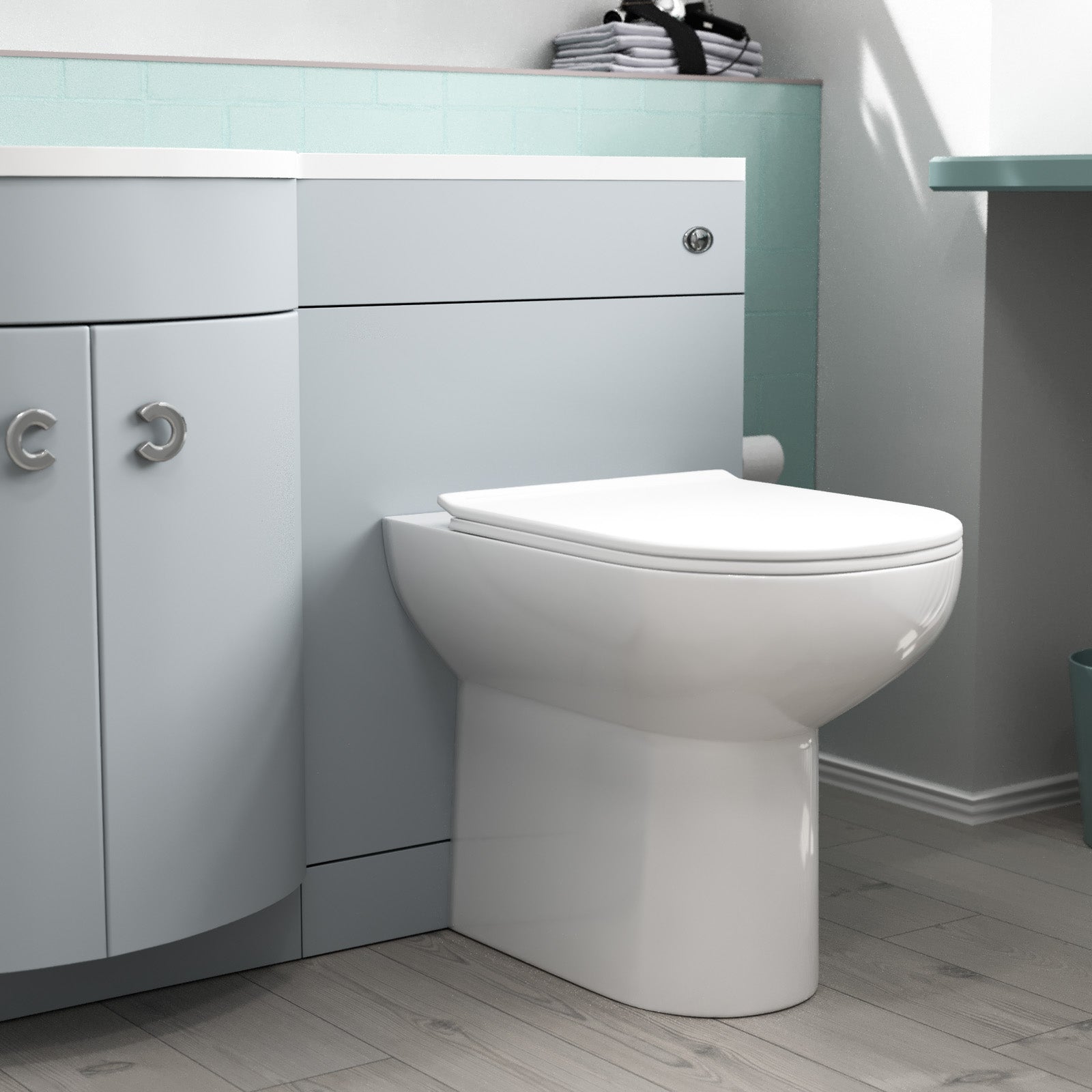 Dene Matte Grey 1100mm Left Hand Sink Combination Vanity Unit & BTW Toilet