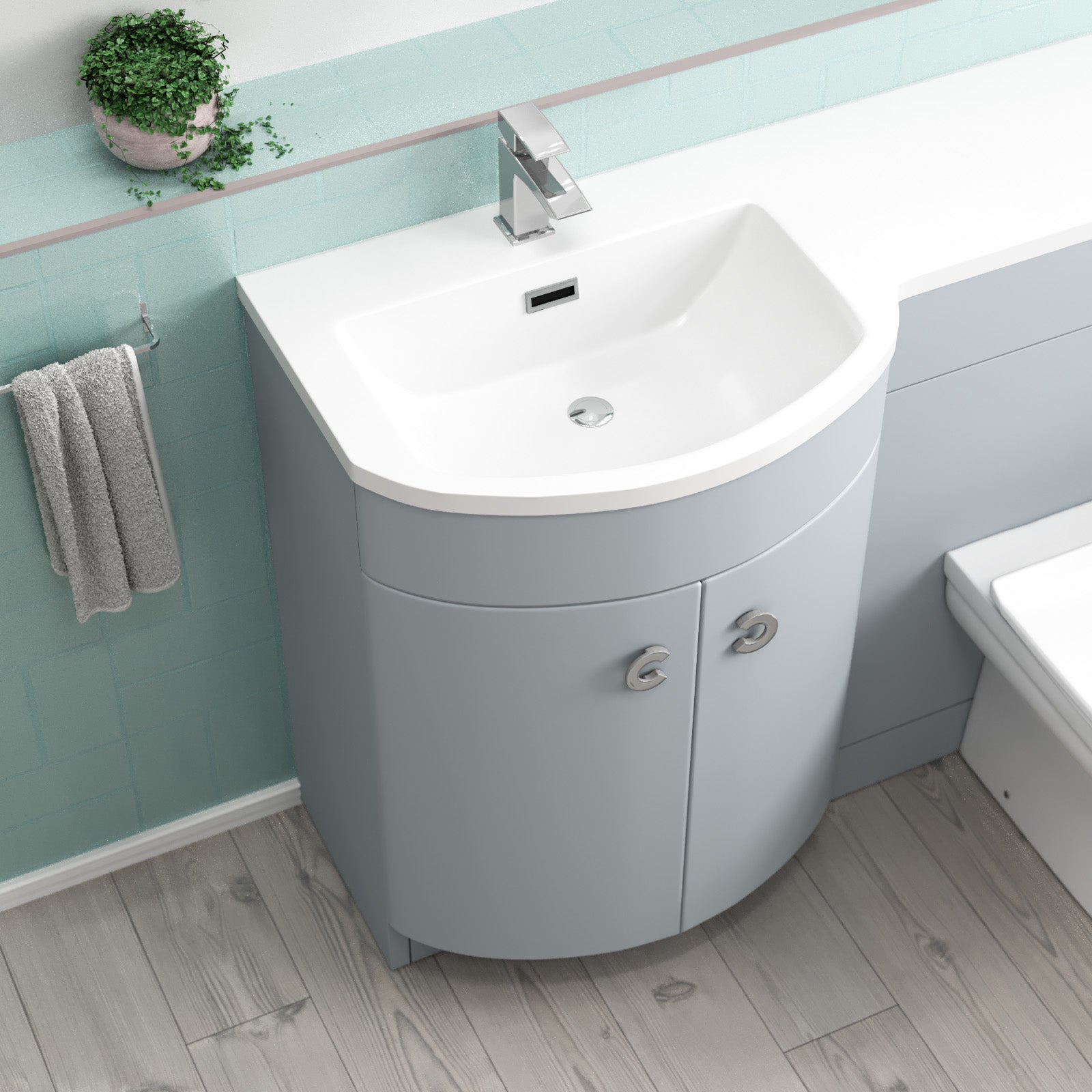 Dene 1100mm Matte Grey Left Hand Basin Vanity, WC Unit & Back to Wall Toilet