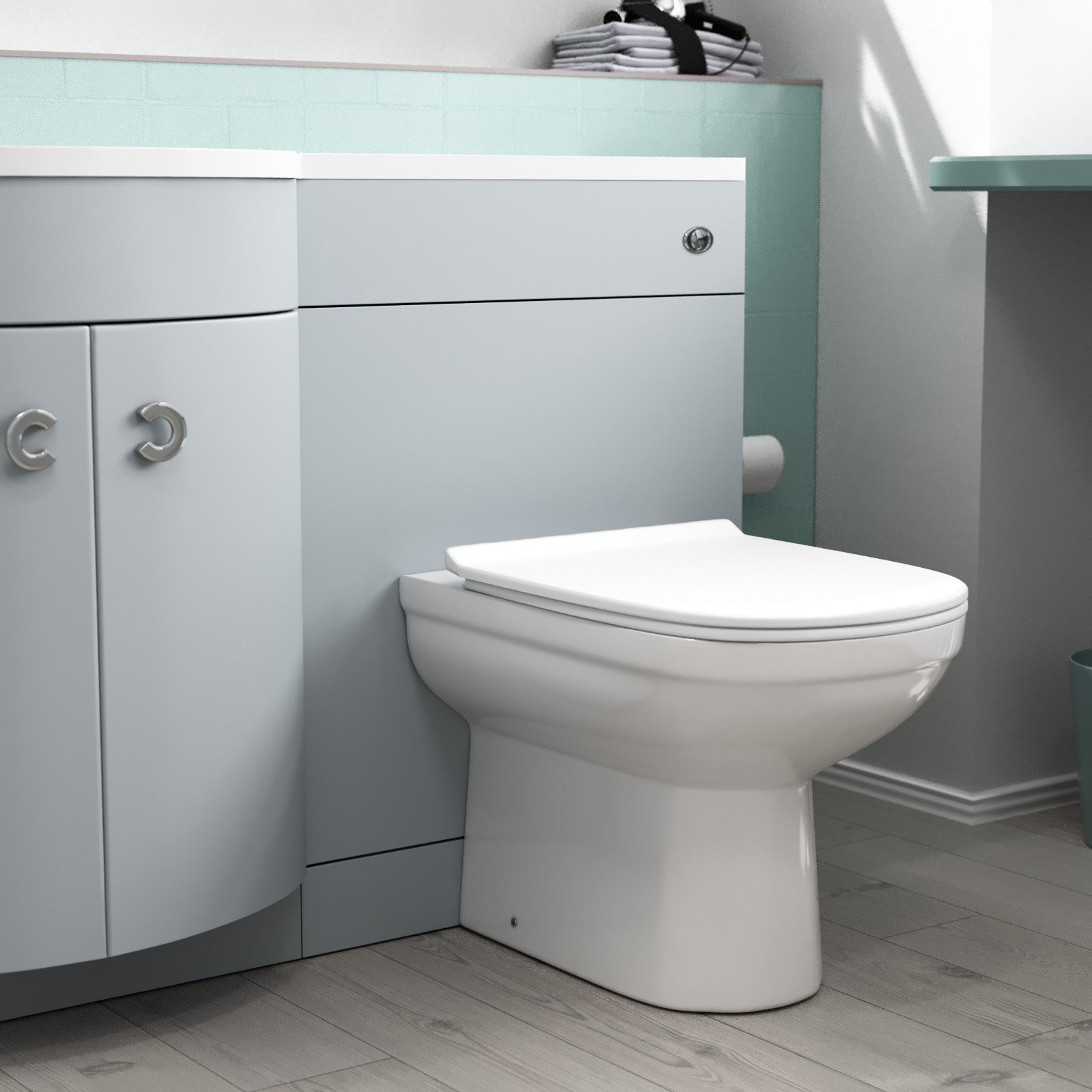 Dene 1100mm Matte Grey Left Hand Basin Vanity, WC Unit & Back to Wall Toilet