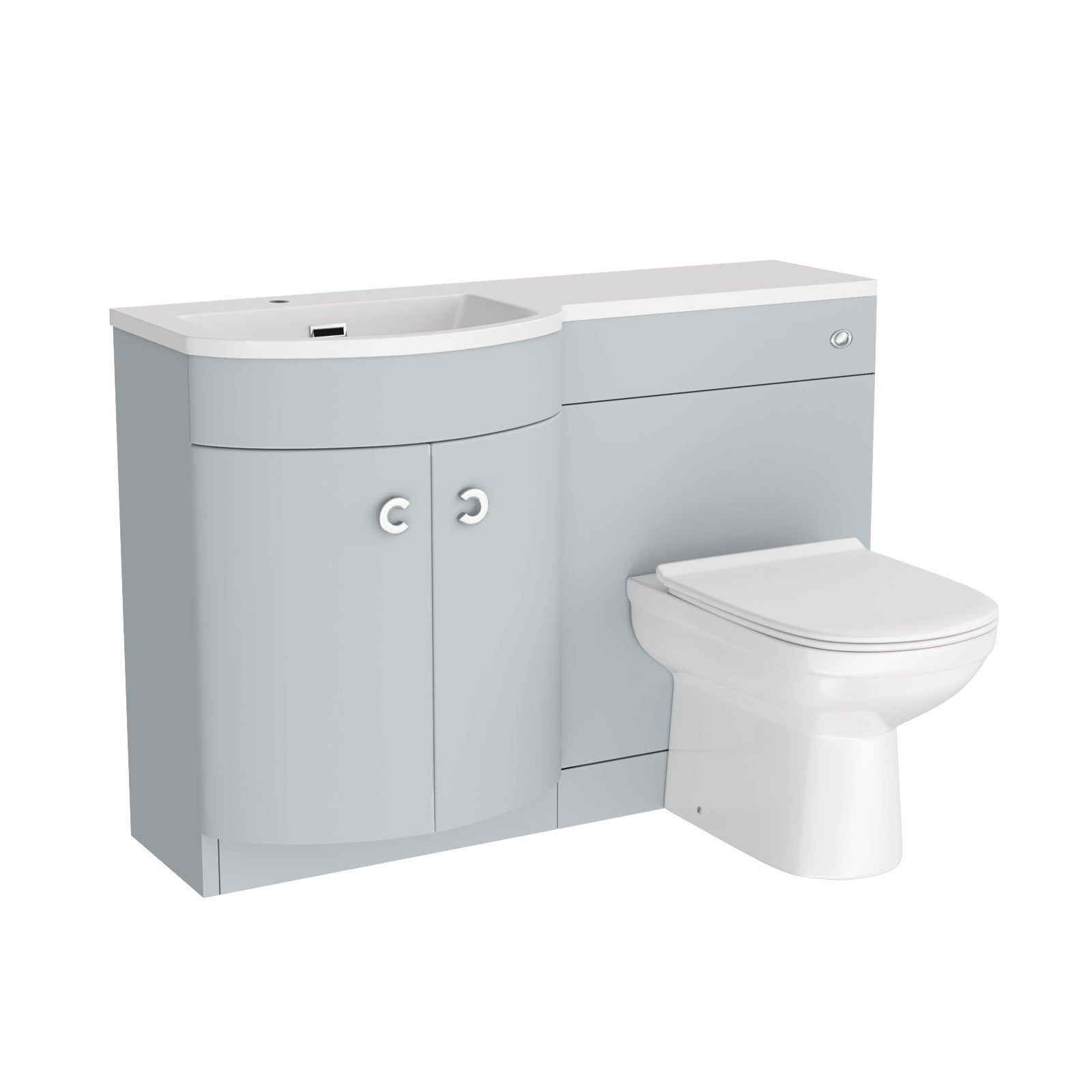 Dene 1100mm Matte Grey Left Hand Basin Vanity, WC Unit & Back to Wall Toilet