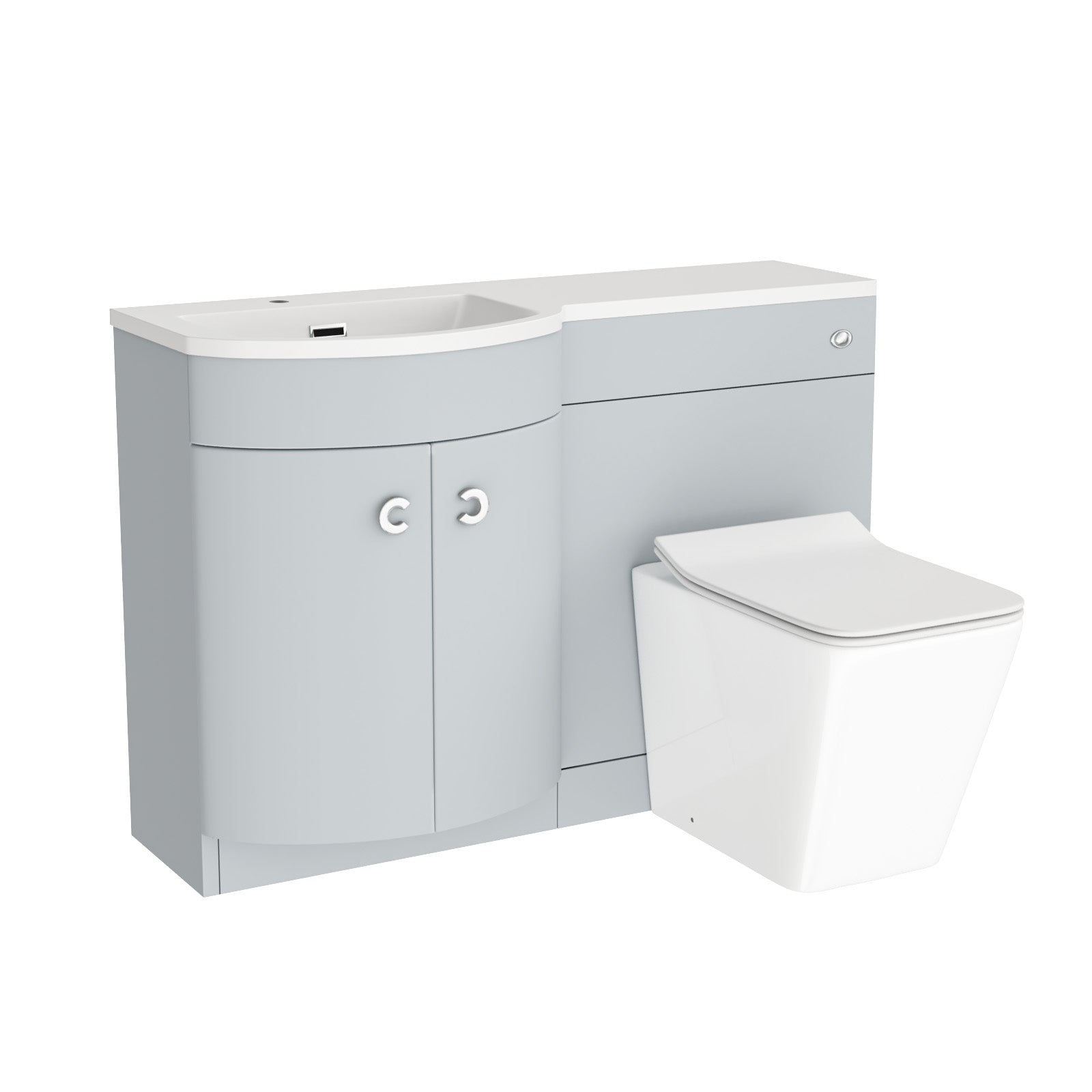 Dene Matte Grey 1100mm P-Shape Left Hand Basin Vanity WC Unit & BTW Toilet