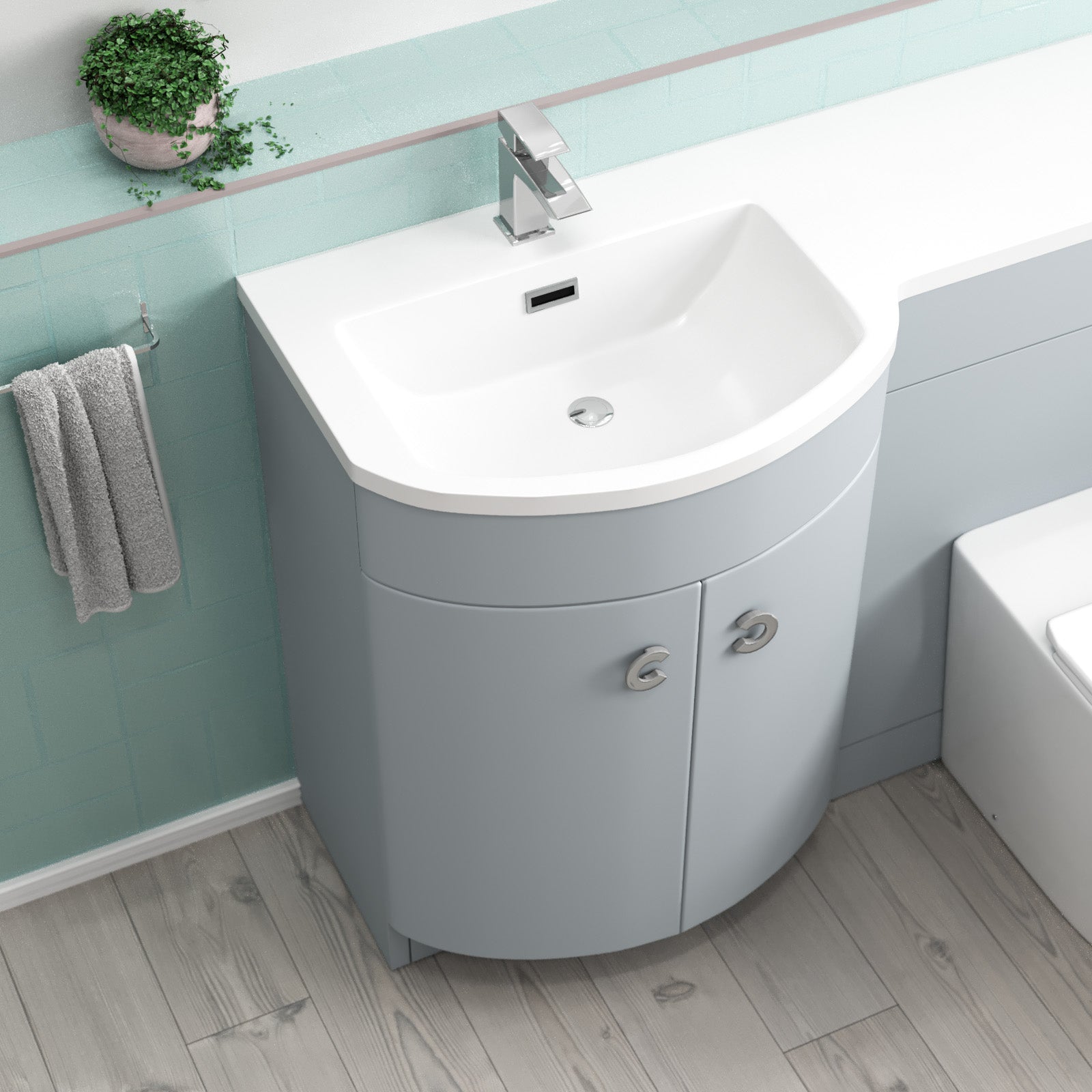 Dene 1100mm Left Hand Matte Grey Basin Vanity, WC Unit & Back to Wall Toilet