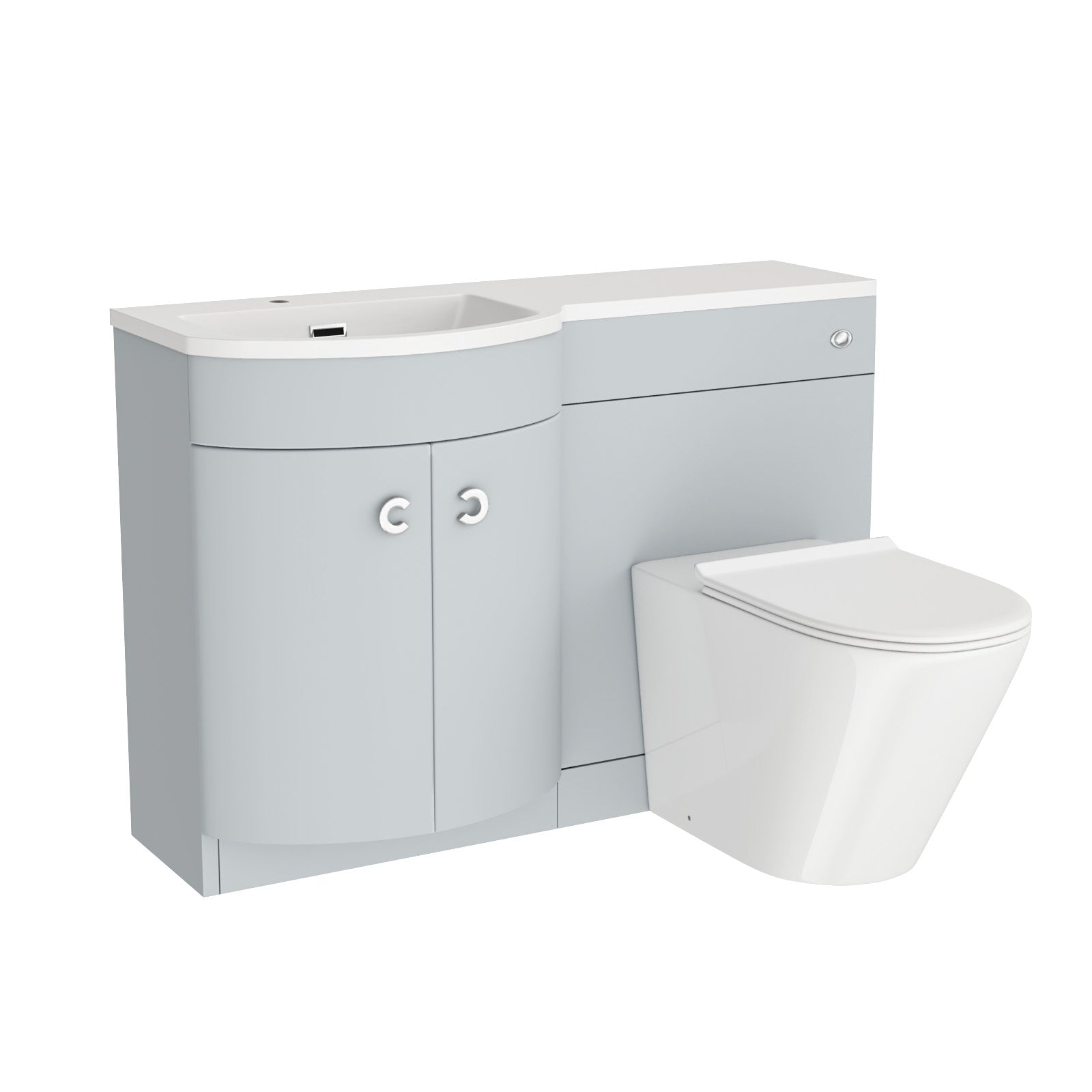 Dene 1100mm Left Hand Matte Grey Basin Vanity, WC Unit & Back to Wall Toilet