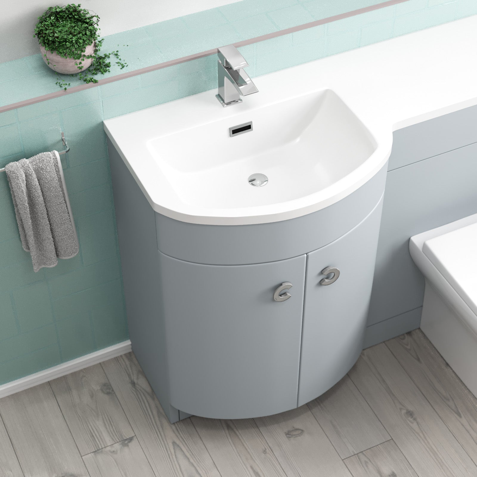 Dene Matte Grey 1100 mm LH Sink Vanity WC Unit & Back To Wall Toilet