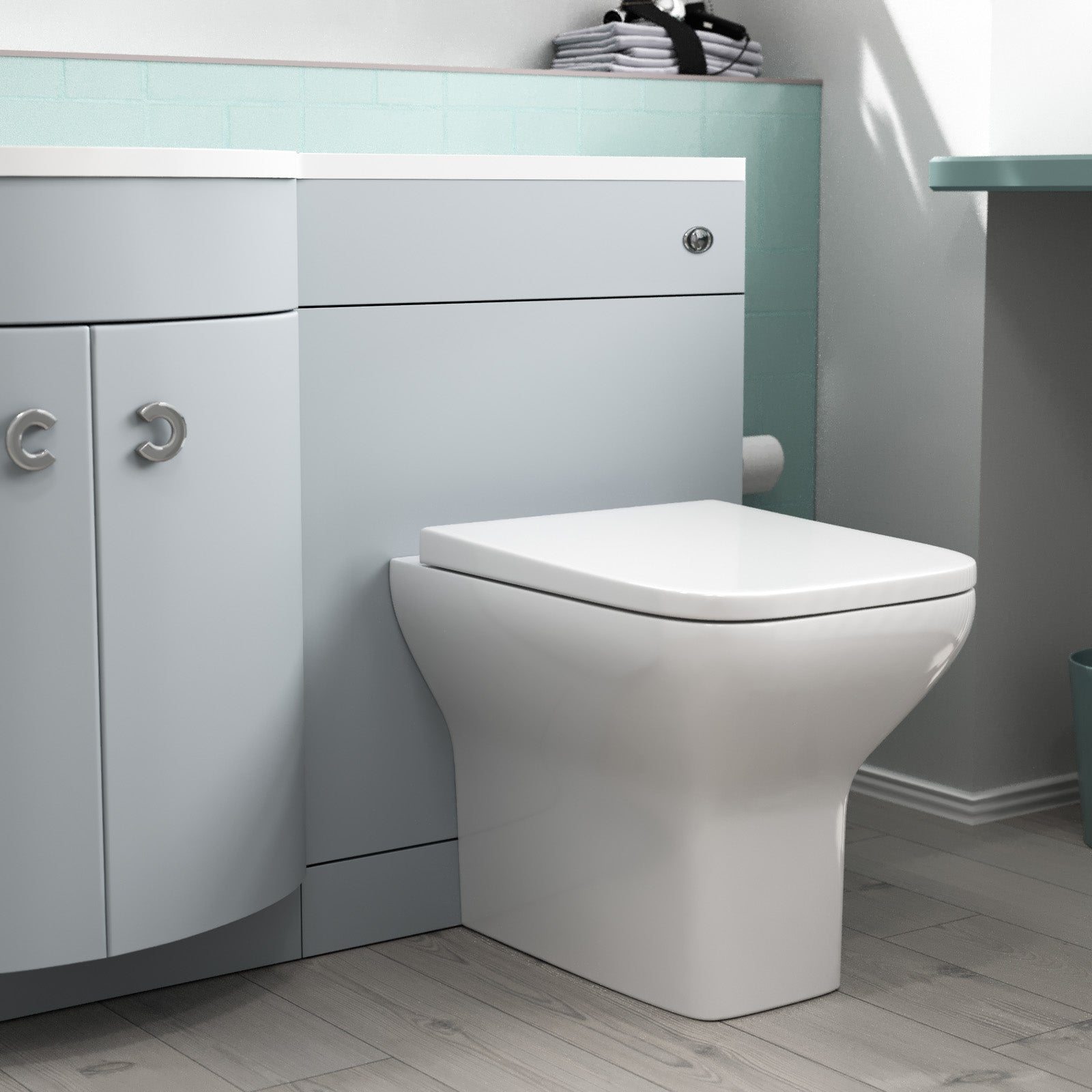 Dene Matte Grey 1100 mm LH Sink Vanity WC Unit & Back To Wall Toilet