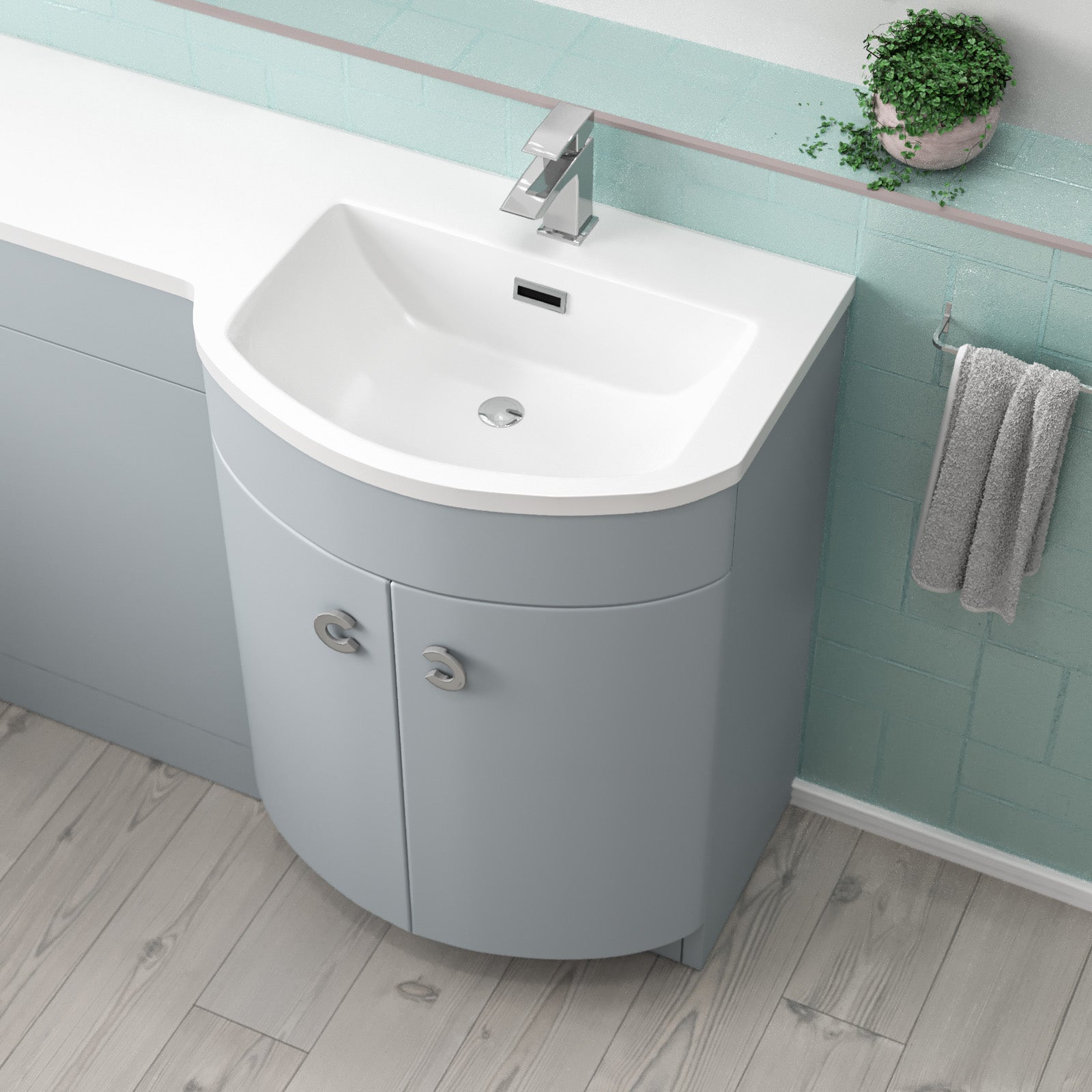 Dene 1100mm Matte Grey Right Hand Freestanding Basin Vanity & WC Unit