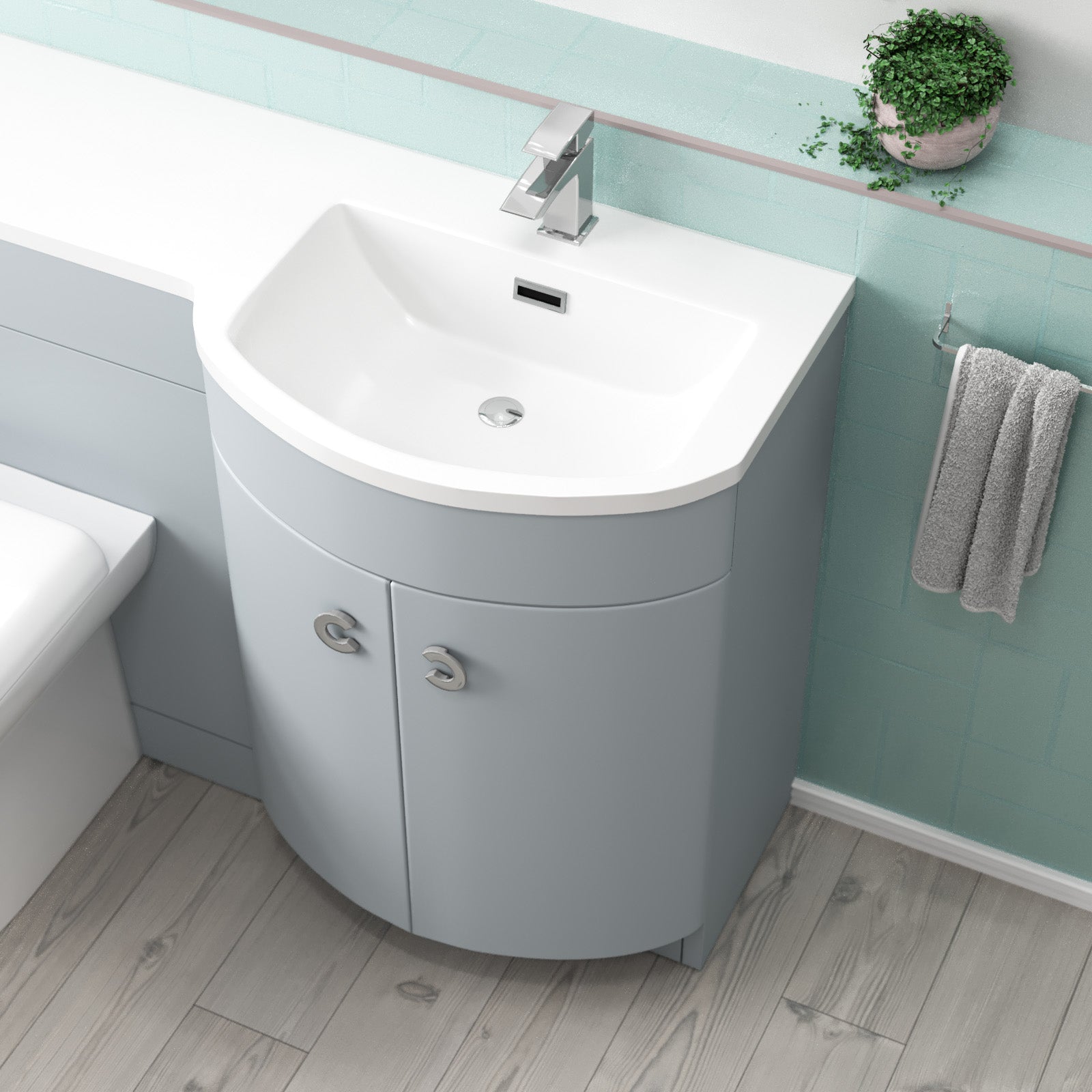 Dene Matte Grey 1100mm Right Hand Sink Combination Vanity Unit & BTW Toilet