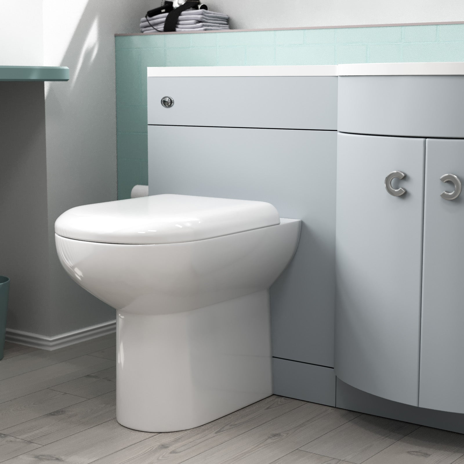 Dene Matte Grey 1100mm Right Hand Sink Combination Vanity Unit & BTW Toilet